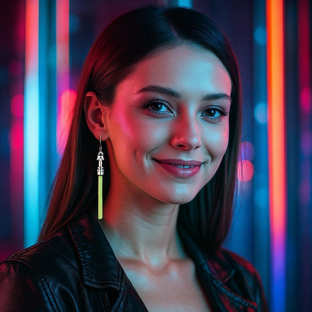 Pendientes Colgantes Sable de Luz Verde Star Wars 7.5 cm