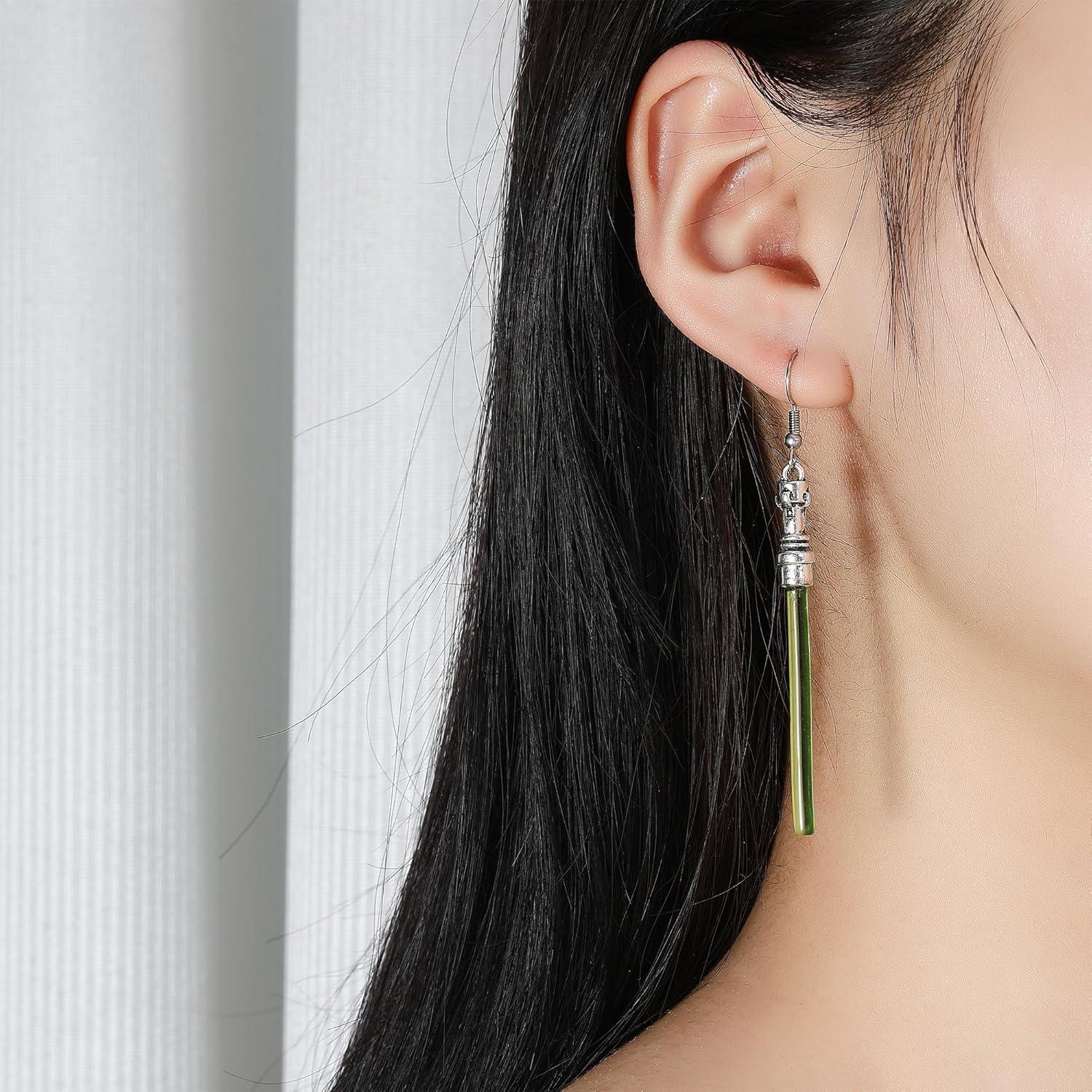 Pendientes Colgantes Sable de Luz Verde Star Wars 7.5 cm