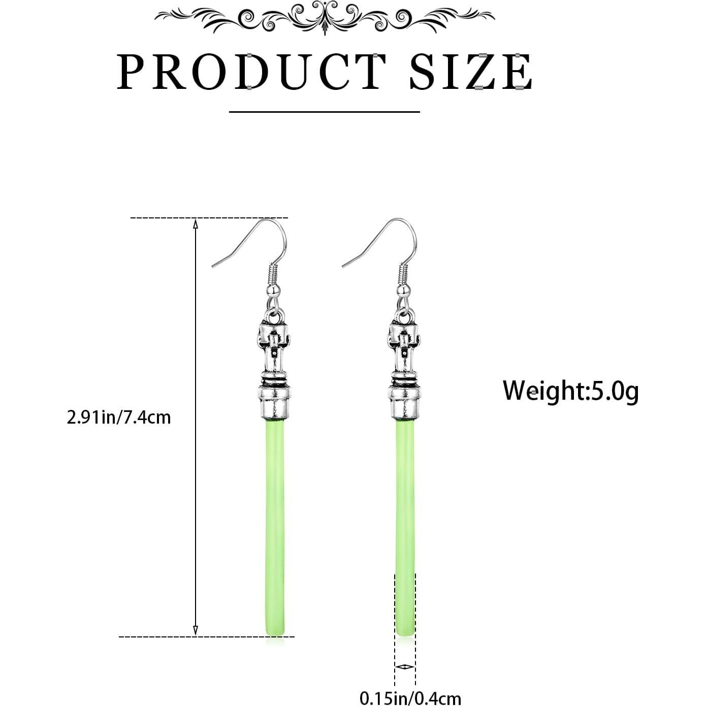 Pendientes Colgantes Sable de Luz Verde Star Wars 7.5 cm