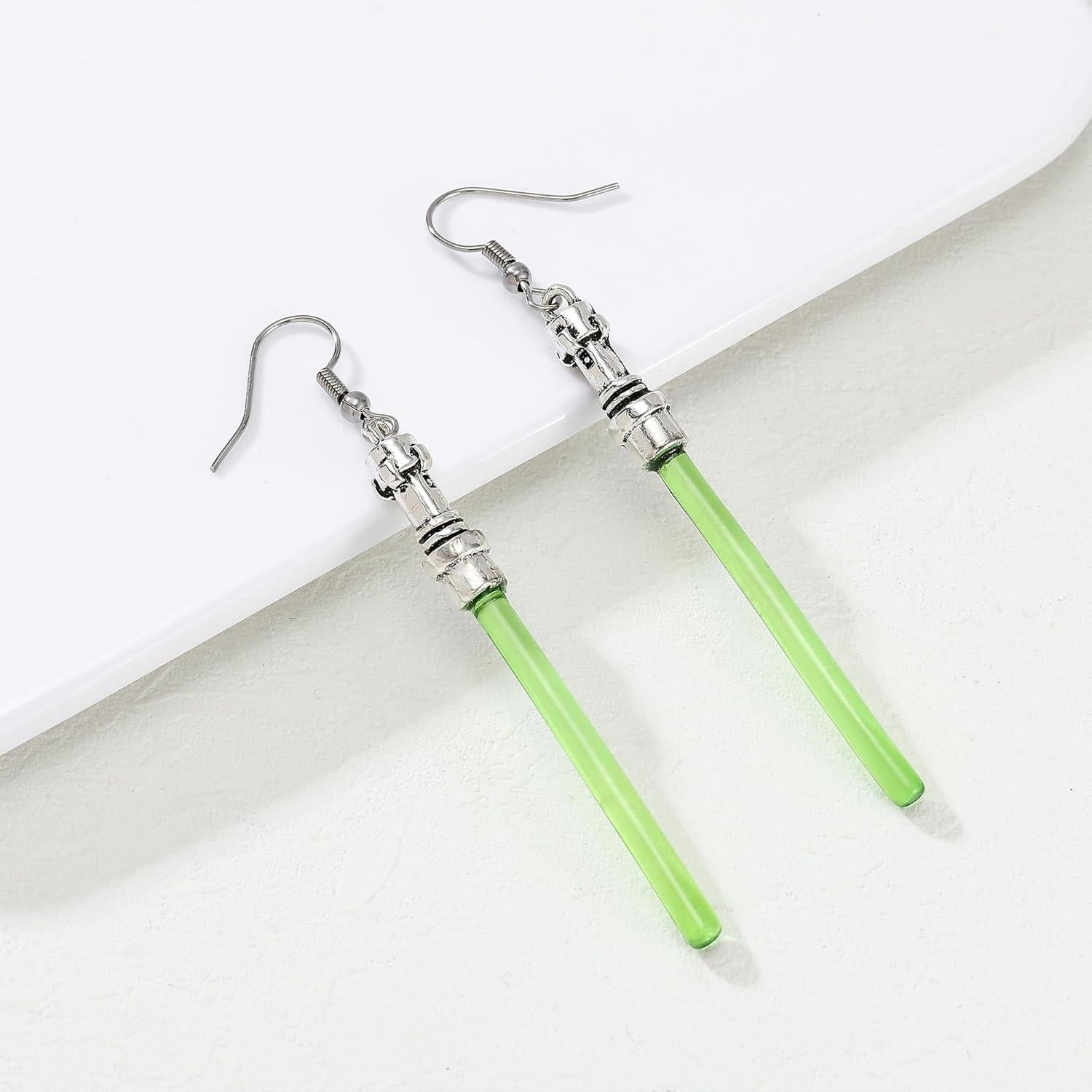 Pendientes Colgantes Sable de Luz Verde Star Wars 7.5 cm