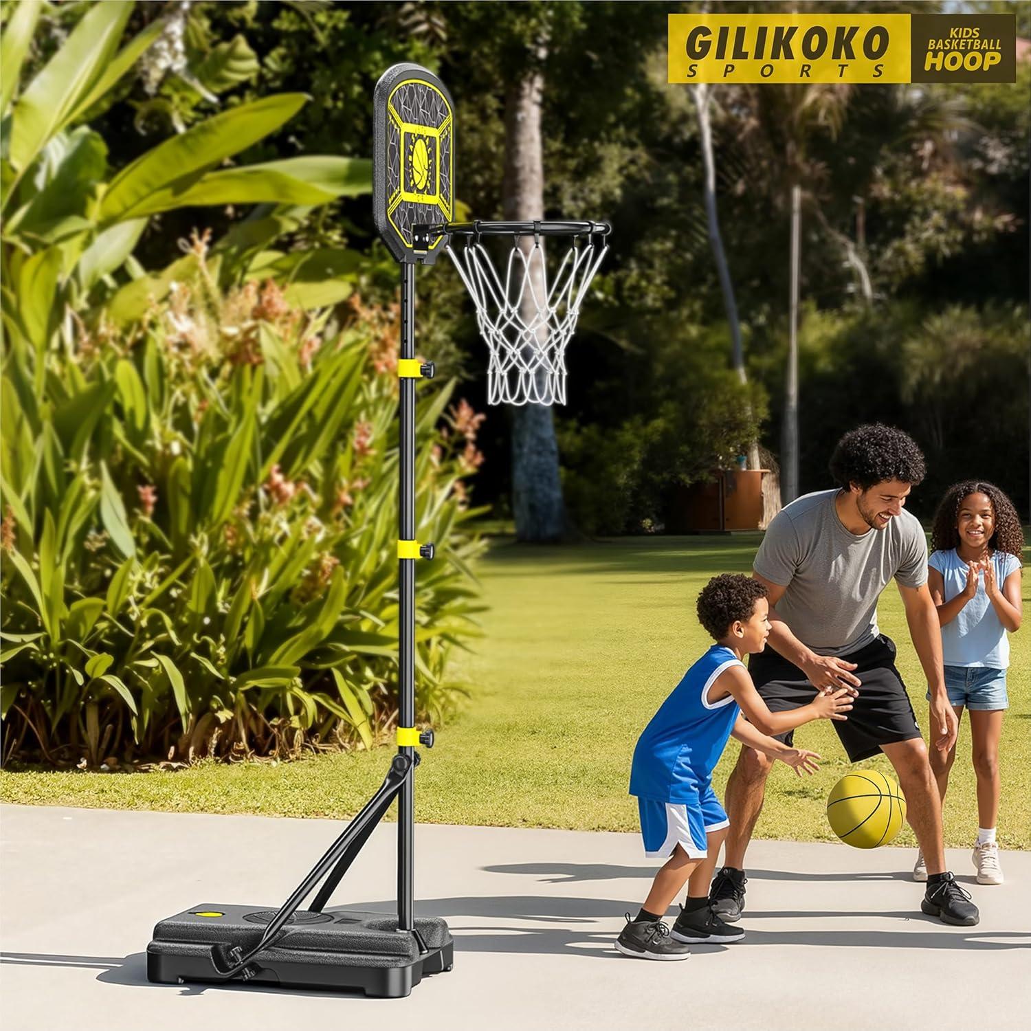 Aro de Baloncesto GILIKOKO Ajustable 1.1m-1.9m para Niños