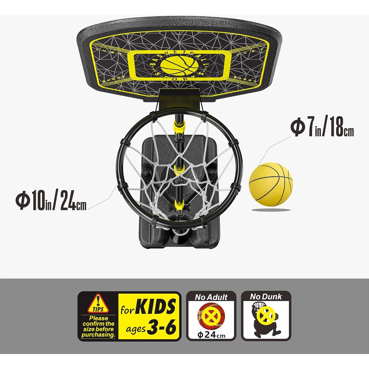 Aro de Baloncesto GILIKOKO Ajustable 1.1m-1.9m para Niños