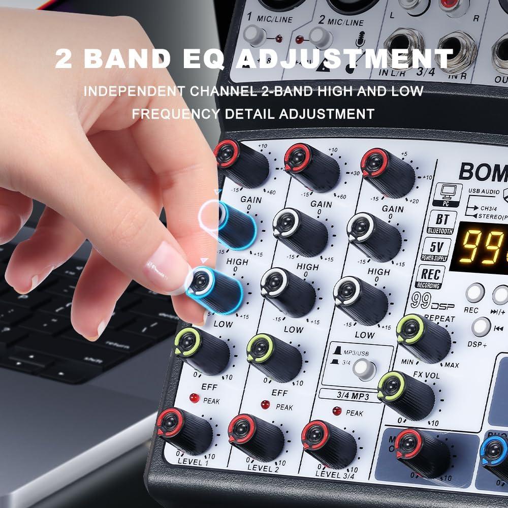 Mezclador de Audio BOMGE 04D Bluetooth 4 Canales USB 48V