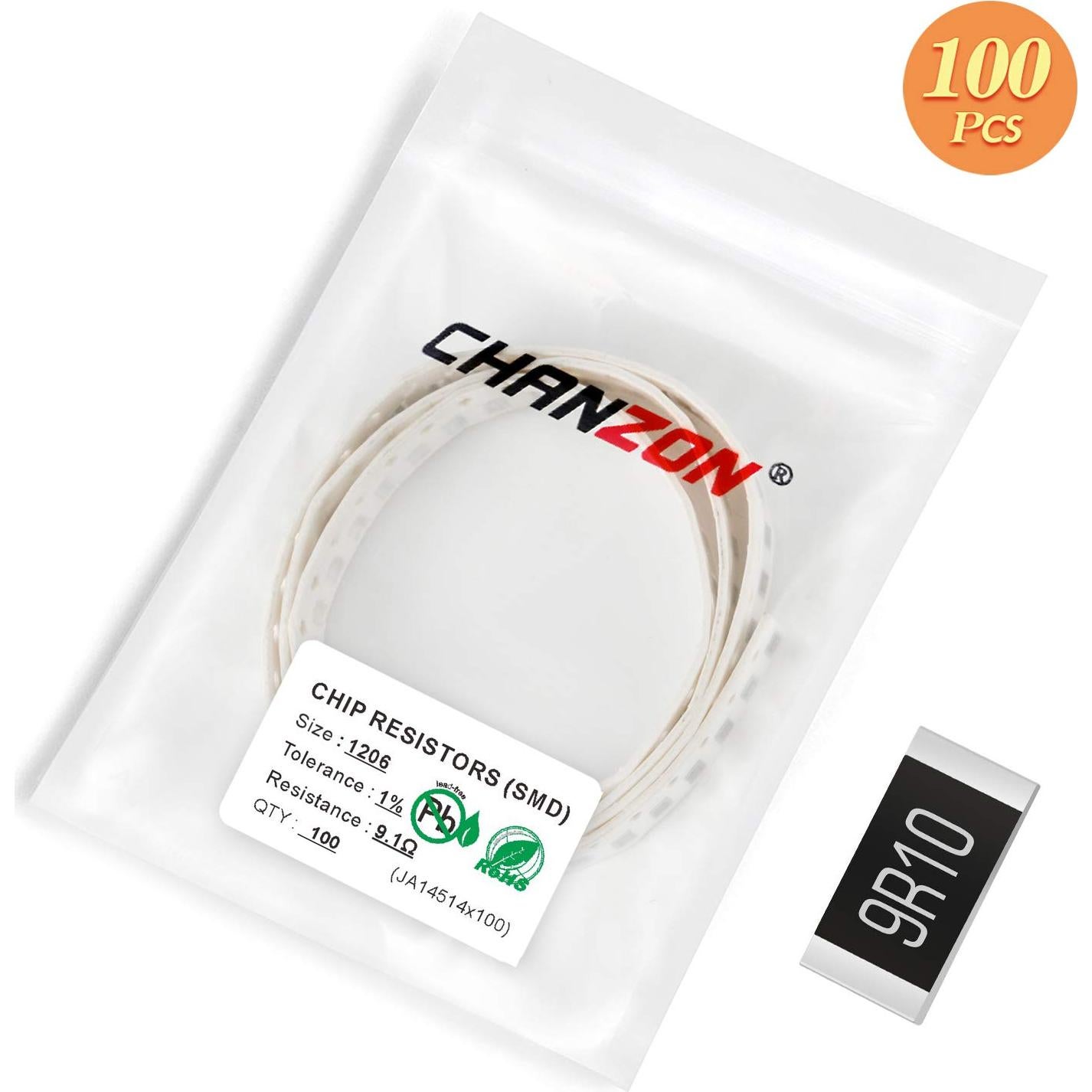 Resistores SMD 1206 Chanzon 9.1 Ohm 100 Piezas 1/4W 1%