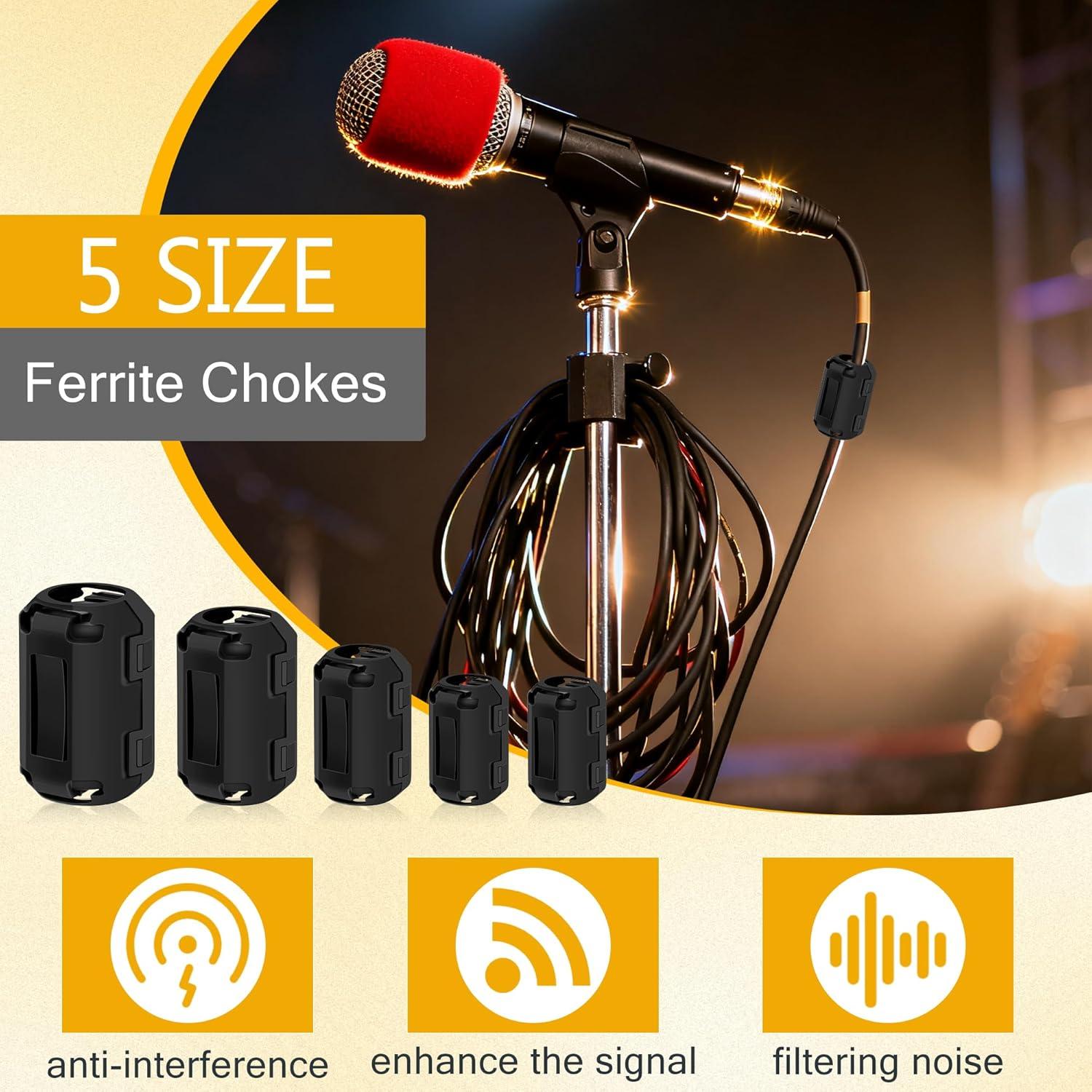 Chokes de Ferrita Windspeed 25 Pcs para Cable 3.5mm a 13mm