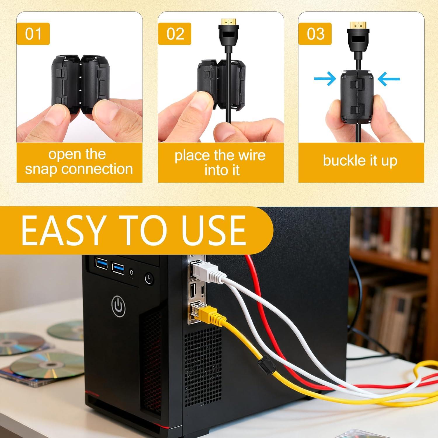 Chokes de Ferrita Windspeed 25 Pcs para Cable 3.5mm a 13mm