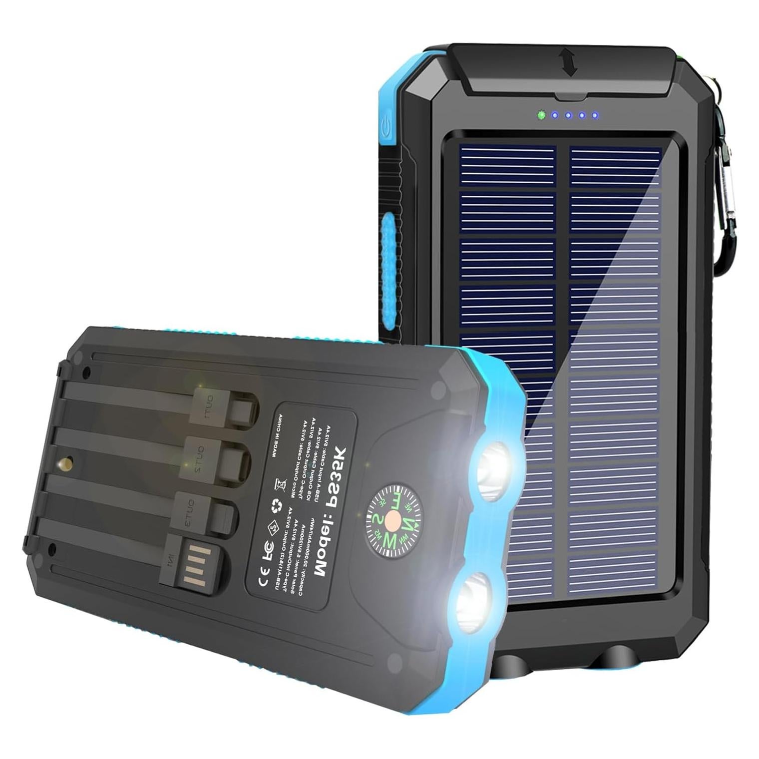 Cargador Solar Portátil 20000mAh USB-C Shenzhen Azul