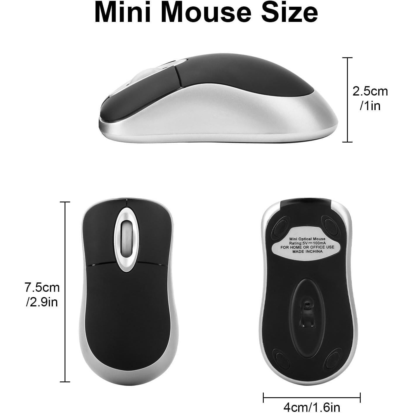 Mini Ratón USB-C EEEKit Óptico 1600 DPI Cable Retráctil Negro