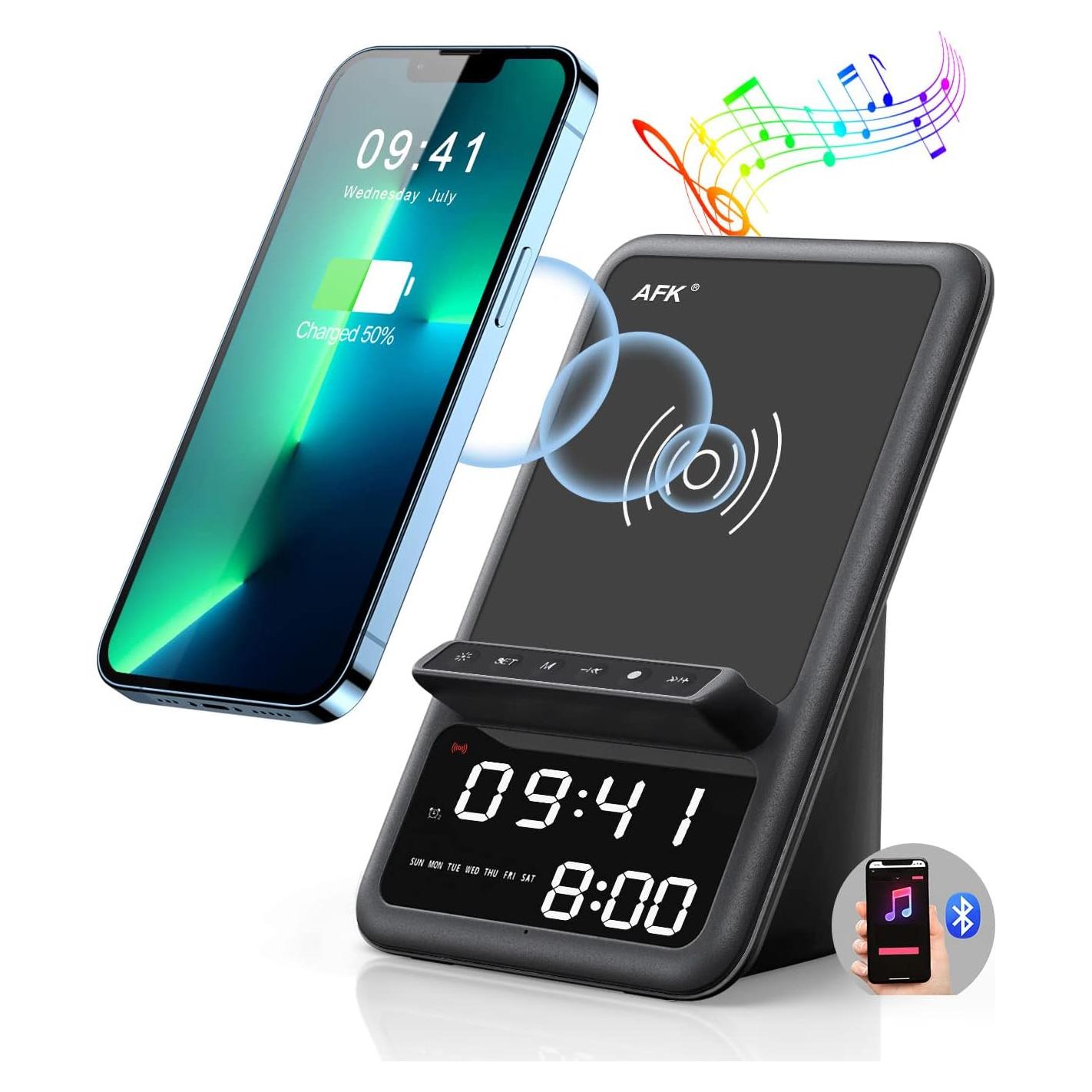 Estación de Carga Inalámbrica AFK BT512-012 con Altavoz y Reloj