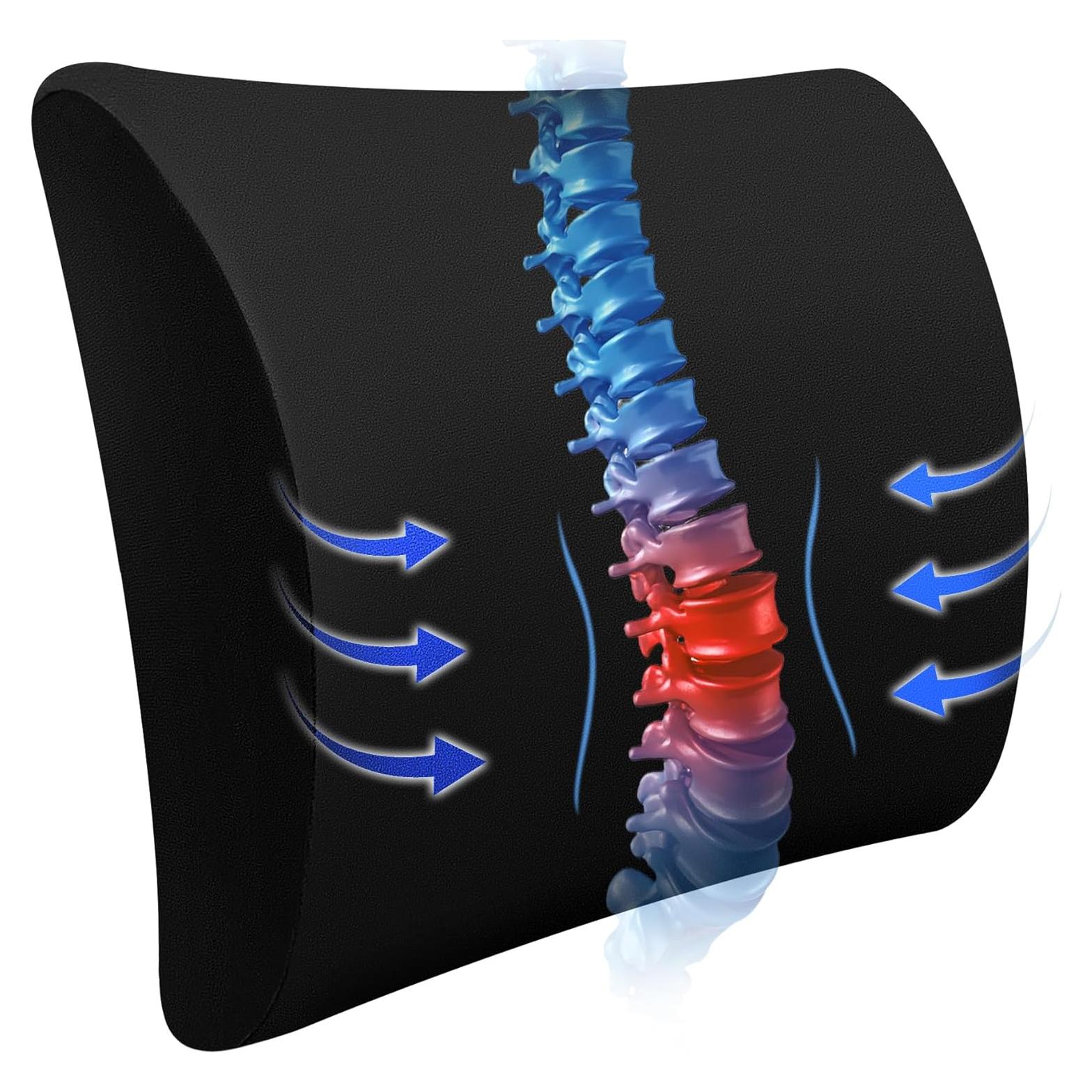 Cojín Lumbar Ergonomico SPRING SEAON Negro con Correas Ajustables