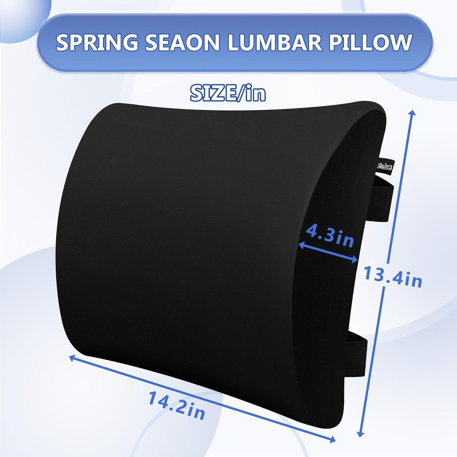 Cojín Lumbar Ergonomico SPRING SEAON Negro con Correas Ajustables