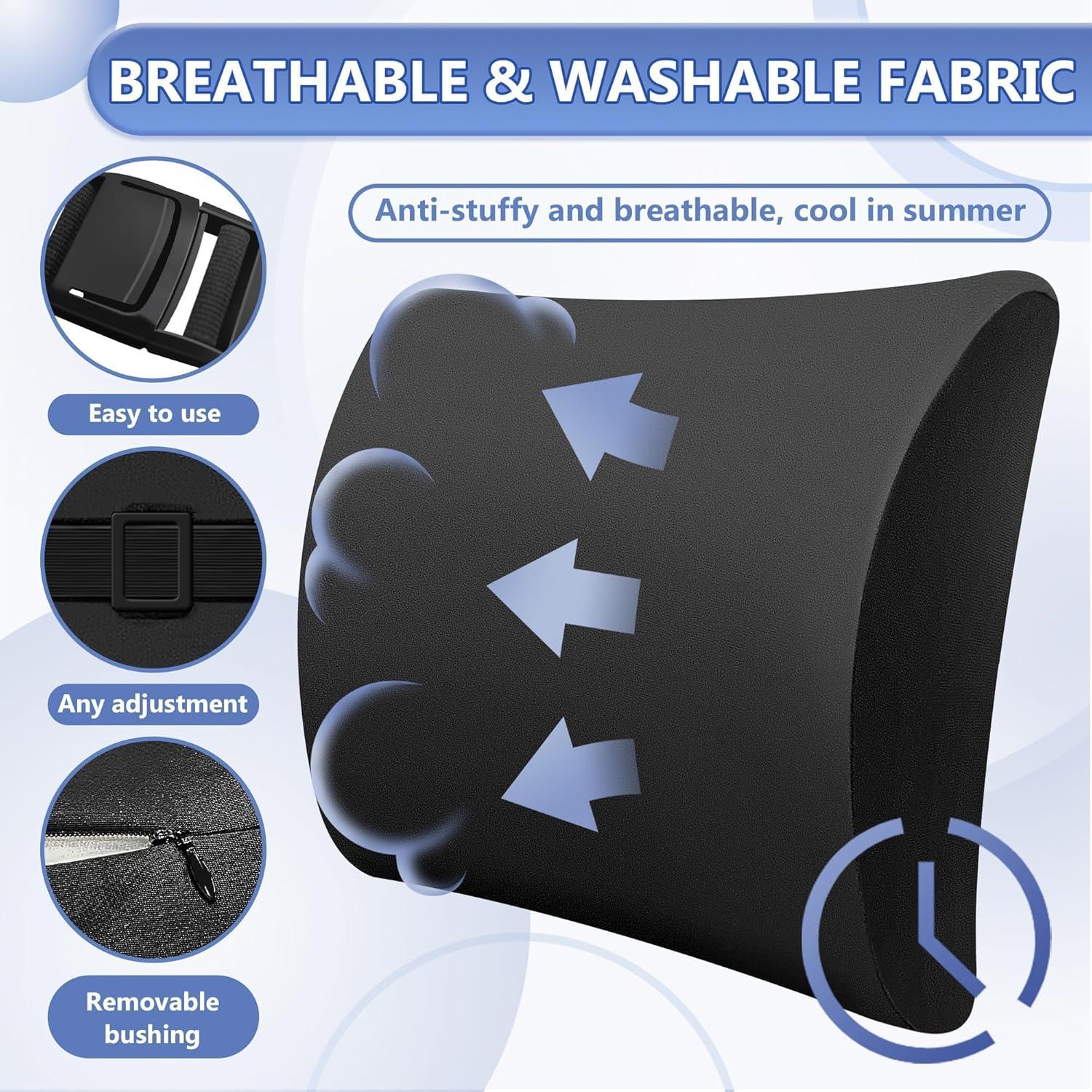 Cojín Lumbar Ergonomico SPRING SEAON Negro con Correas Ajustables