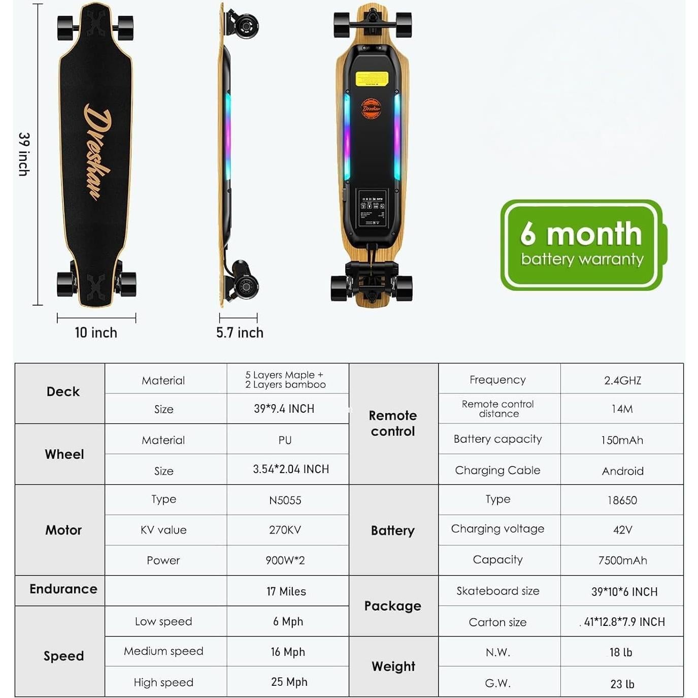 Patineta Eléctrica DresKar Júpiter-01, 1800W, 27km, 150kg