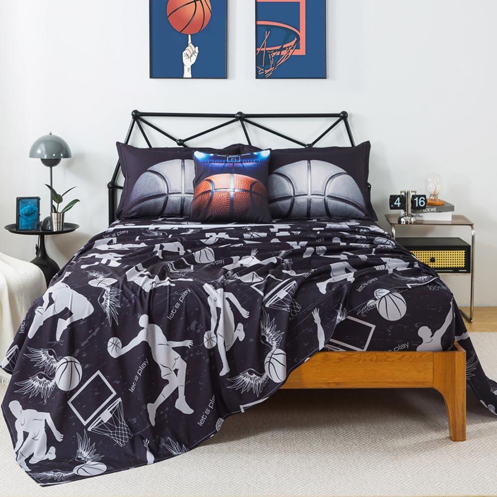 Juego de Edredón de Baloncesto ADASMILE A & S 6 Piezas Individual