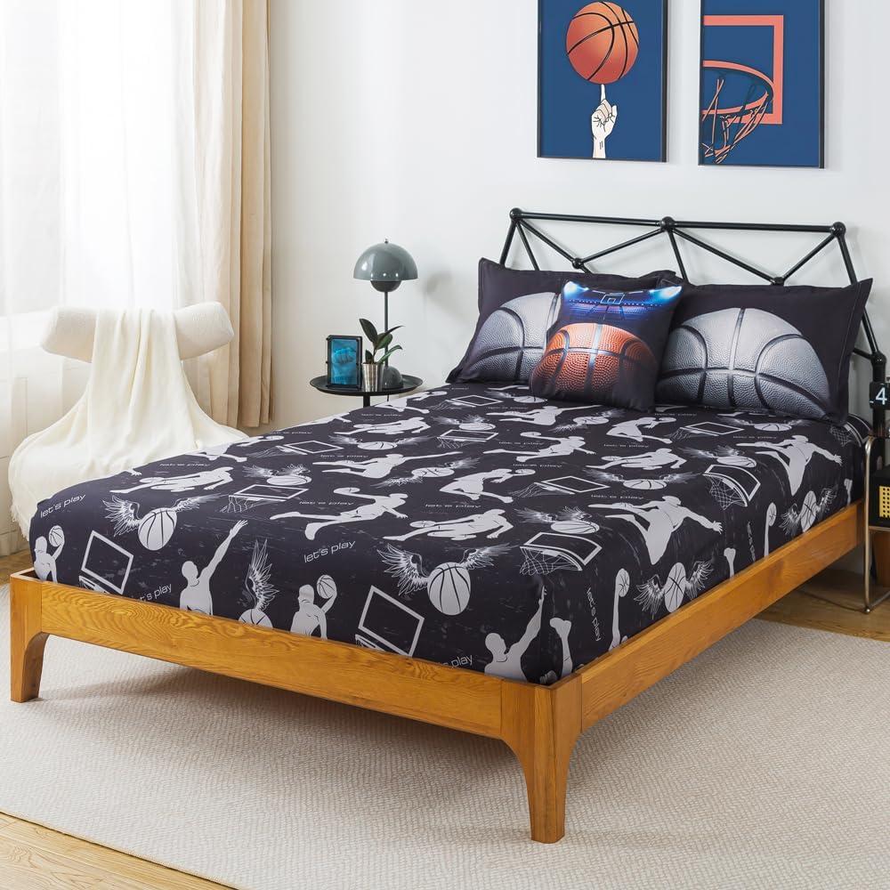 Juego de Edredón de Baloncesto ADASMILE A & S 6 Piezas Individual