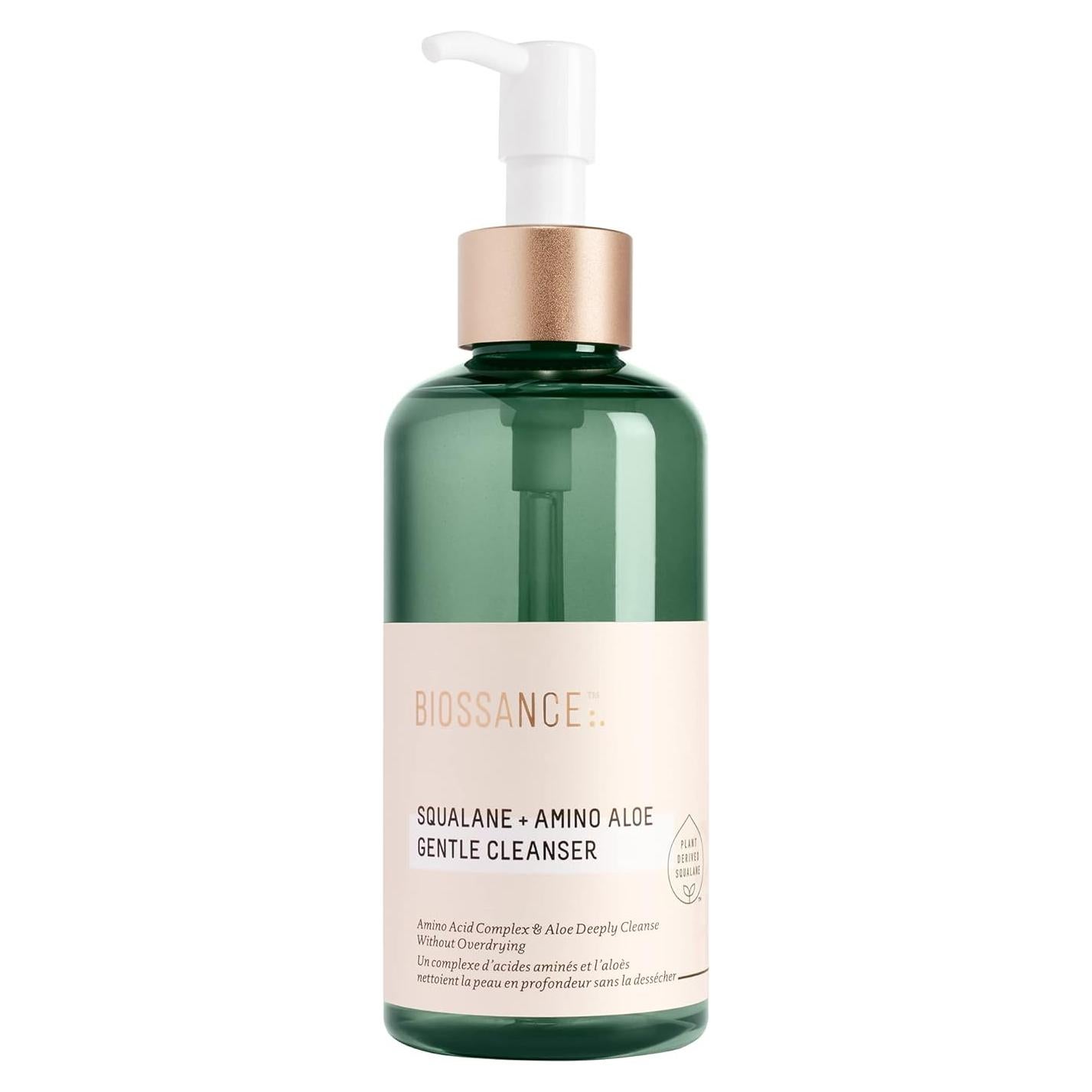 BIOSSANCE Squalane + Amino Aloe Gentle Face Wash – Foaming Facial Cleanser Gel – Hydrating for All Skin Types – Removes Makeup & Deeply Cleans Pores with Moringa Extract – Soothes with Aloe Vera