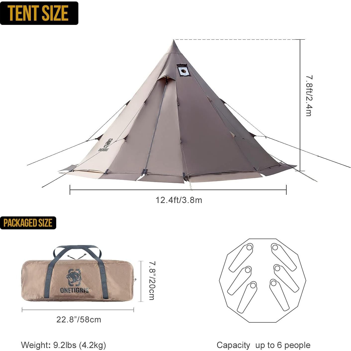 Tienda OneTigris Rock Fortress Tipi 6 Personas Impermeable