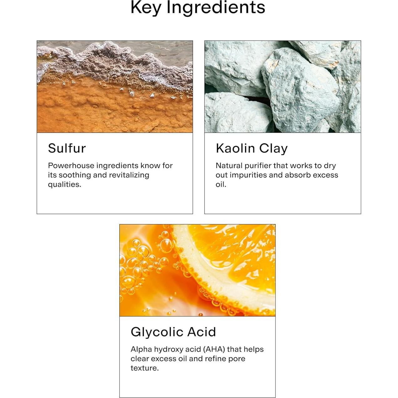 Mascarilla Facial Clearstem Sulfur 30 ml - Arcilla Kaolin y Ácido Glicólico