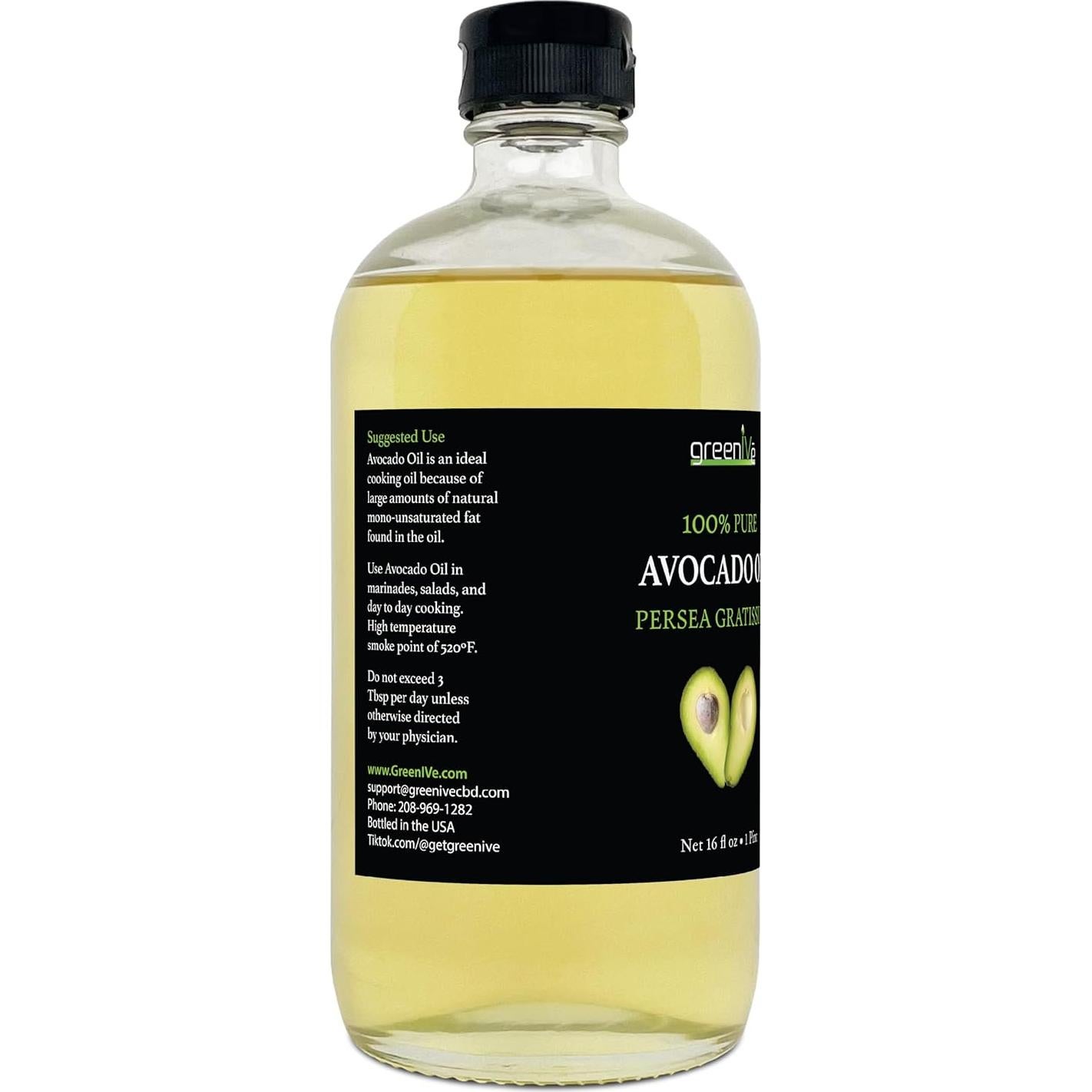 Aceite de Aguacate GreenIVe 100% Puro 473ml Prensado en Frío