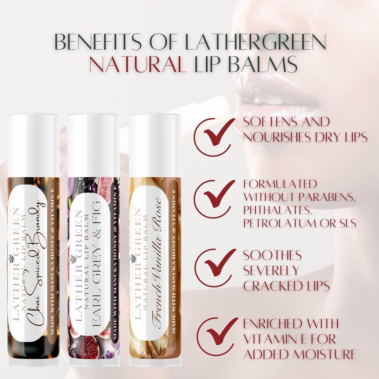 Bálsamo Labial Natural Lather Green Amaretto 3 Unidades