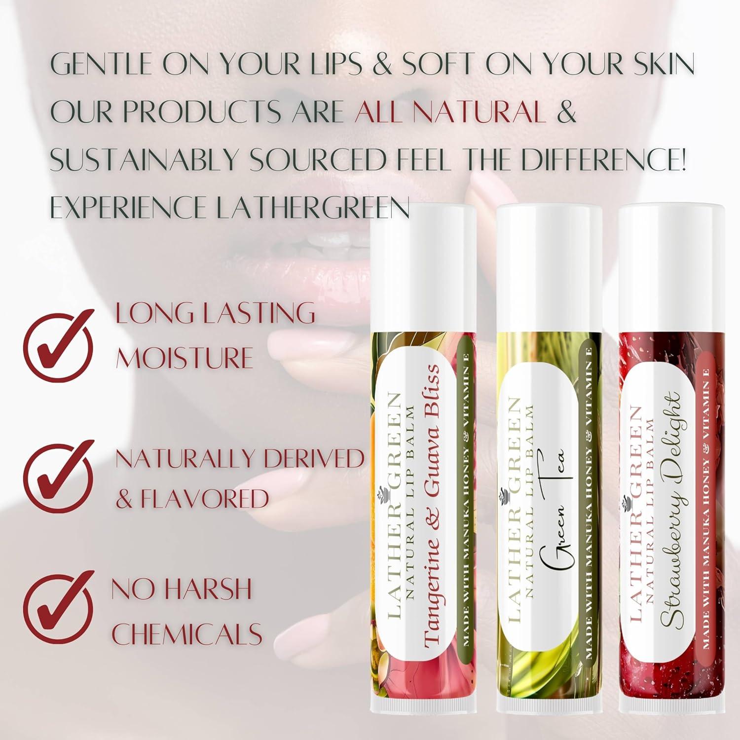 Bálsamo Labial Natural Lather Green Amaretto 3 Unidades