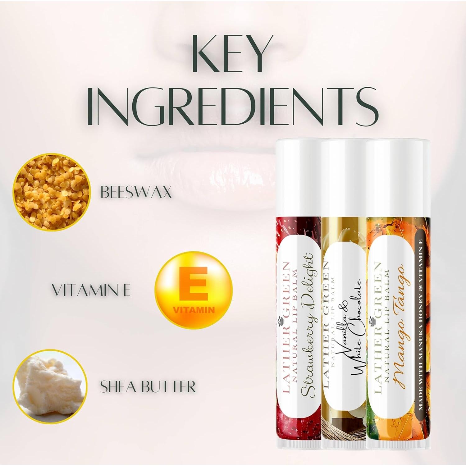 Bálsamo Labial Natural Lather Green Amaretto 3 Unidades