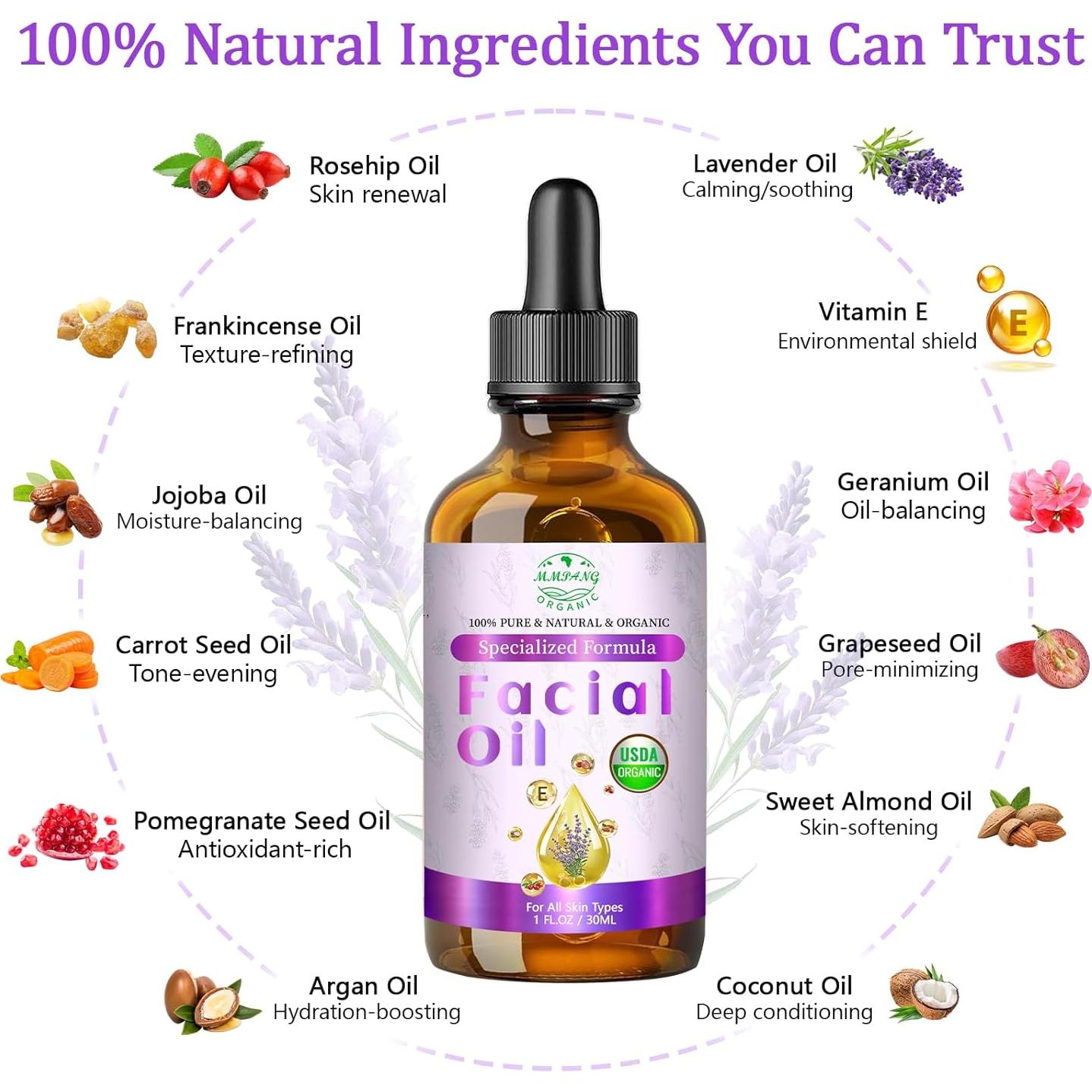 Aceite Facial Orgánico MMPANG 30ml - Antienvejecimiento Hidratante