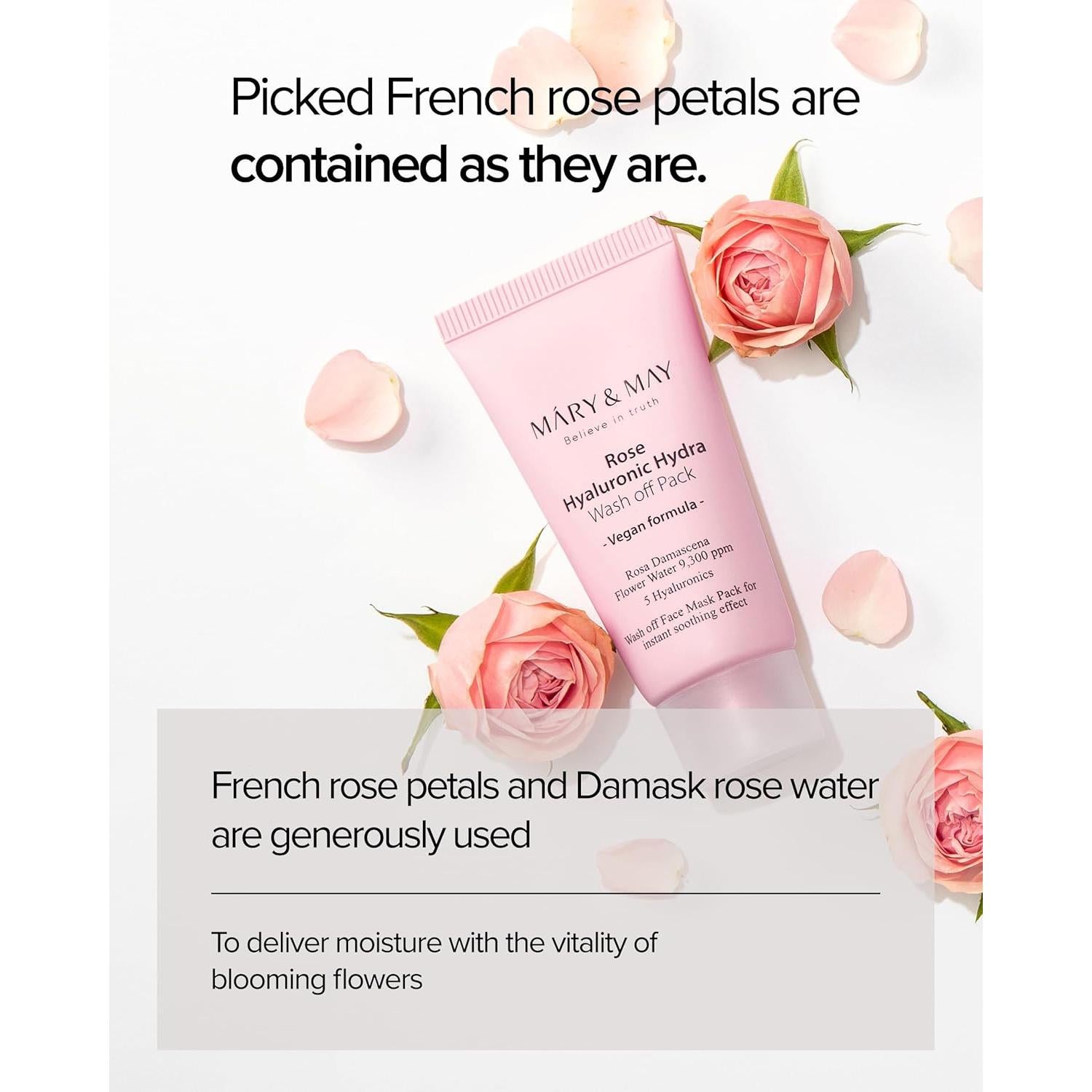 Máscara Hidratante Vegana Mary&May con Pétalos de Rosa 28.5g