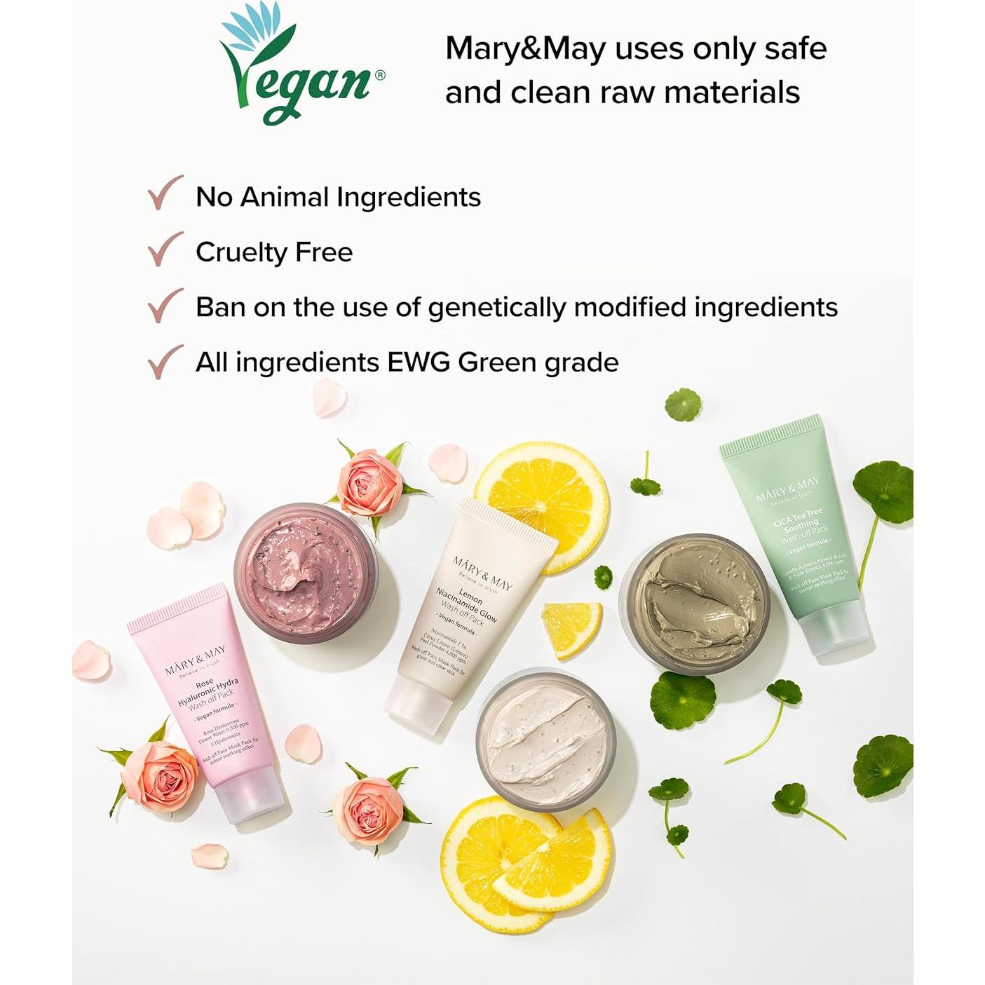 Máscara Hidratante Vegana Mary&May con Pétalos de Rosa 28.5g