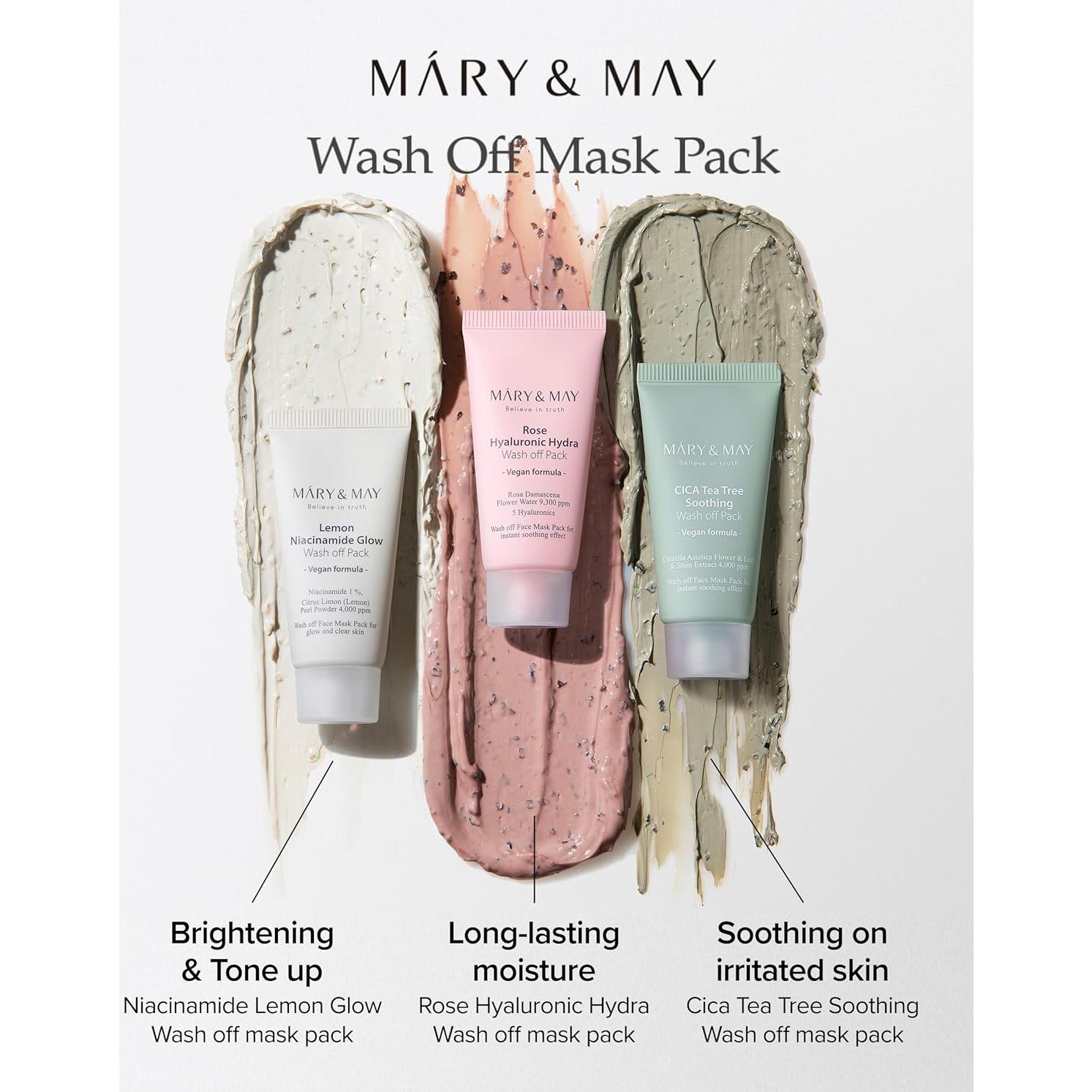 Máscara Hidratante Vegana Mary&May con Pétalos de Rosa 28.5g