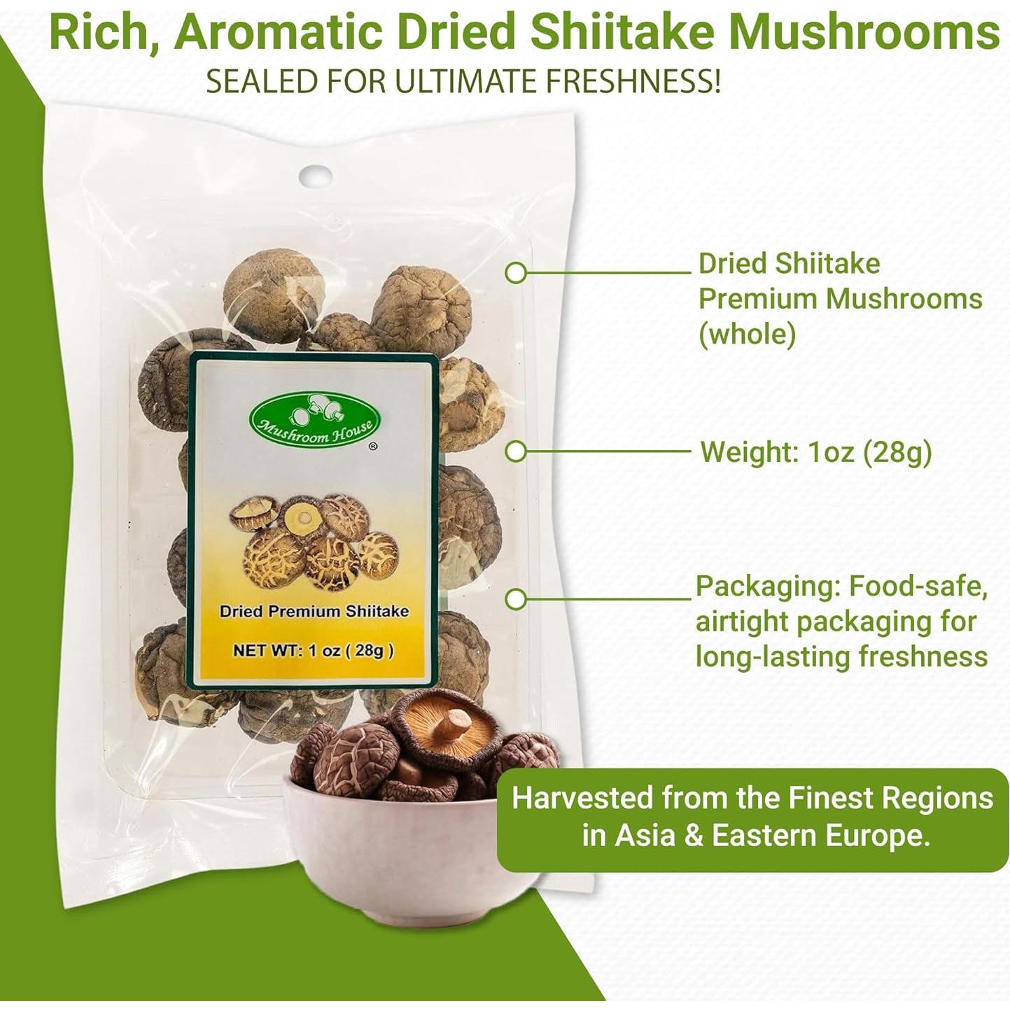 Champiñones Shiitake Secos Orgánicos Casa de Champiñones 28g