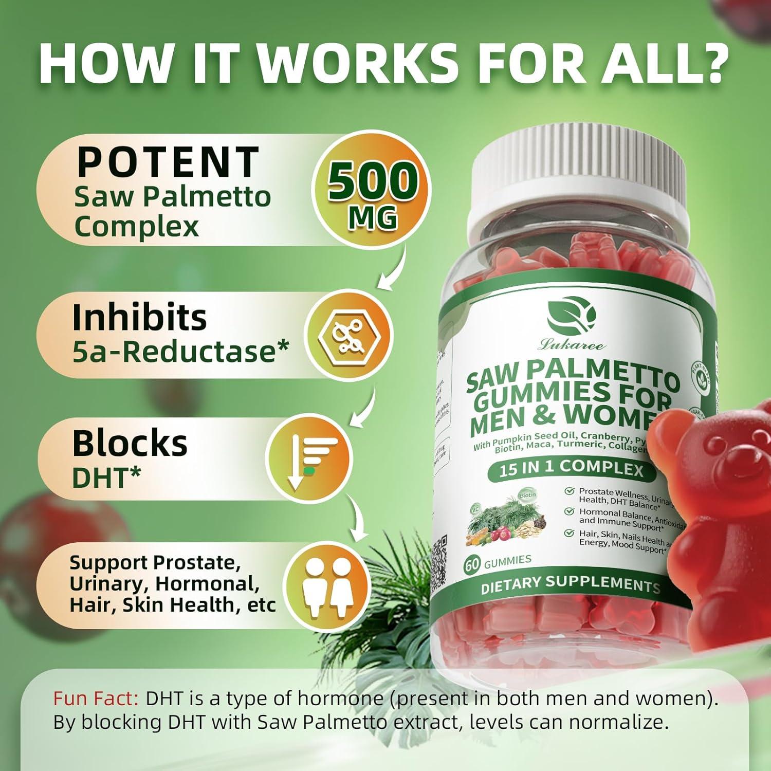 Gominolas Saw Palmetto Lukaree 15 en 1 - 60 Unidades