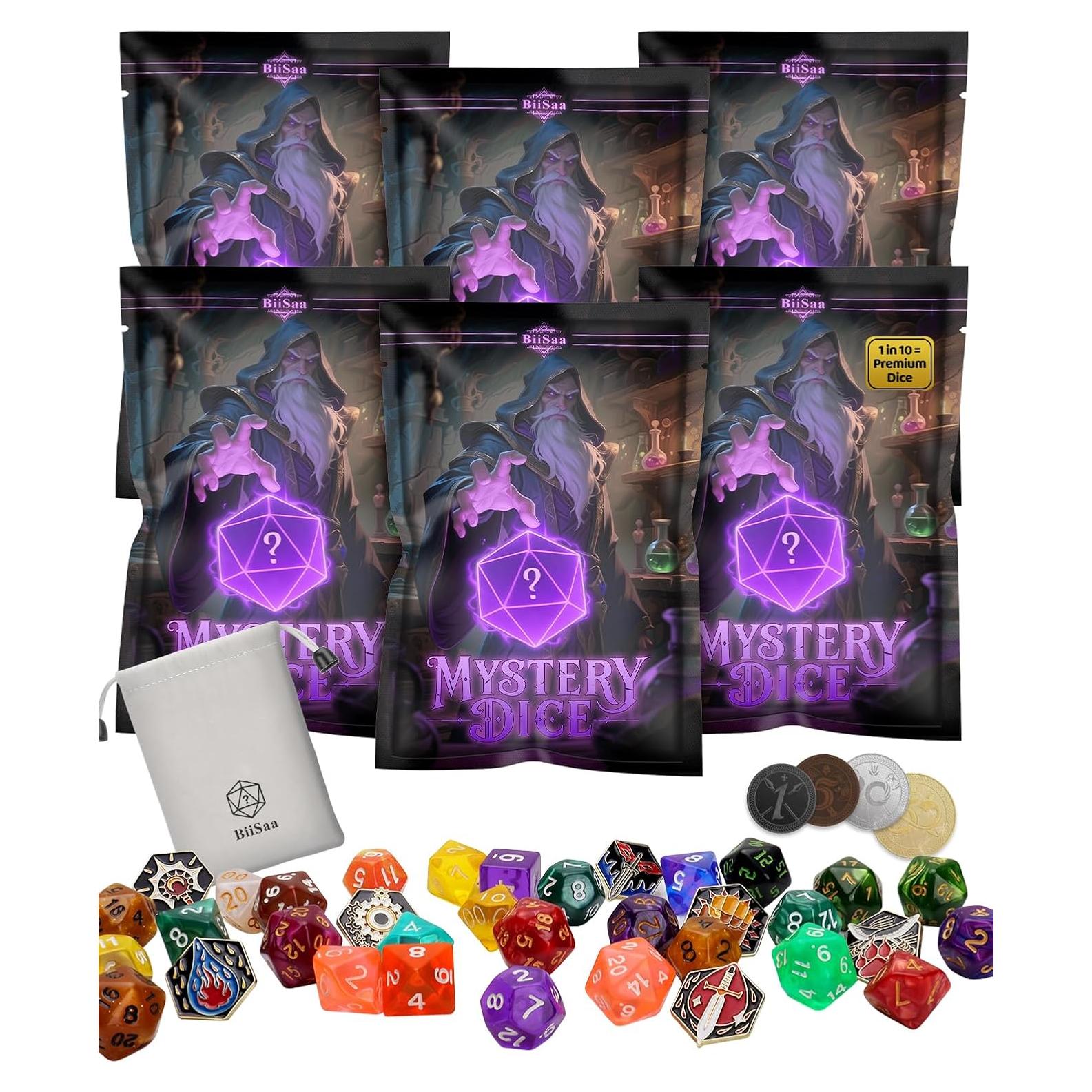 Paquete de Dados RPG BiiSaa - 6 Bolsas Ciegas con 7 Dados