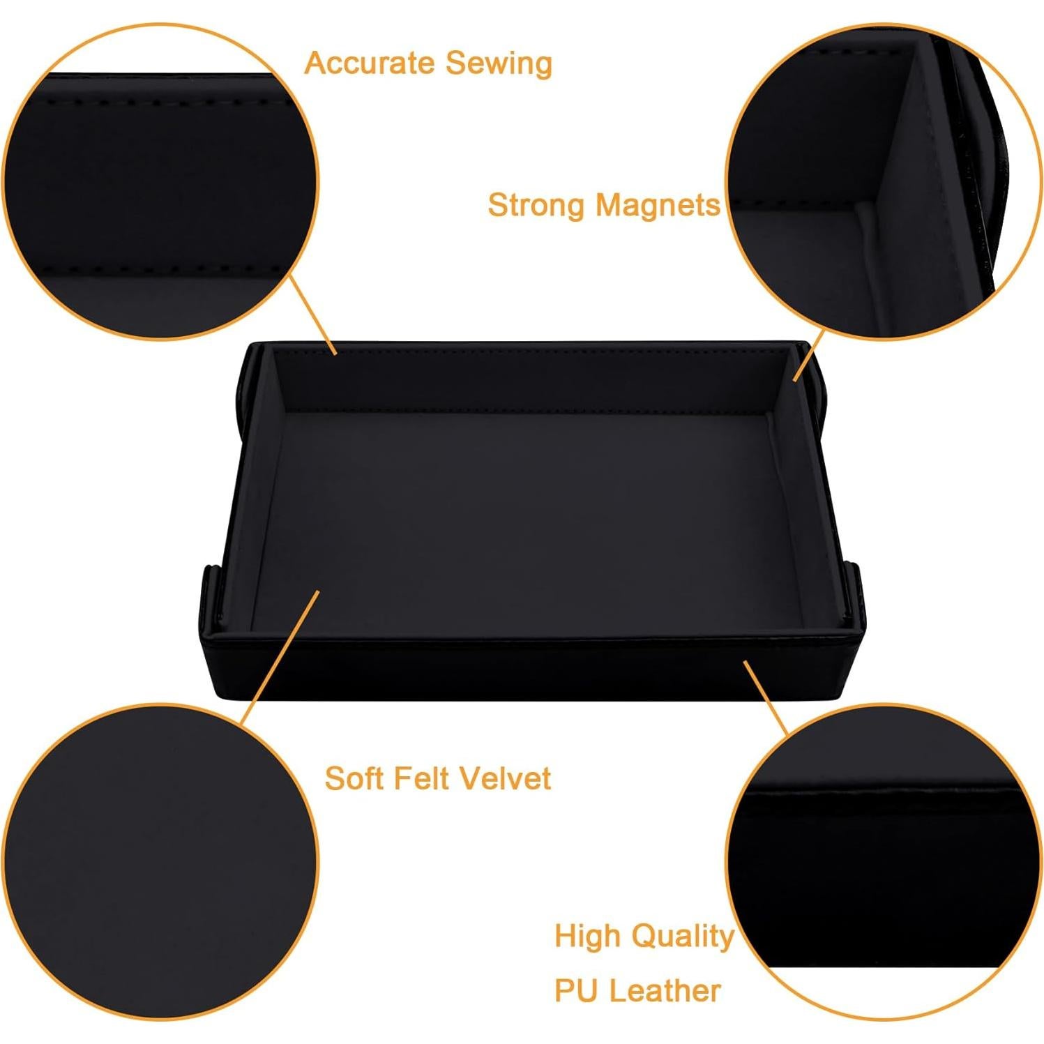 Bandeja de Dados Magnética Plegable SIQUK de Cuero PU Negra