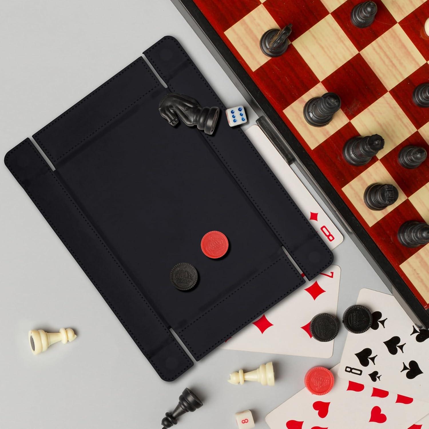 Bandeja de Dados Magnética Plegable SIQUK de Cuero PU Negra