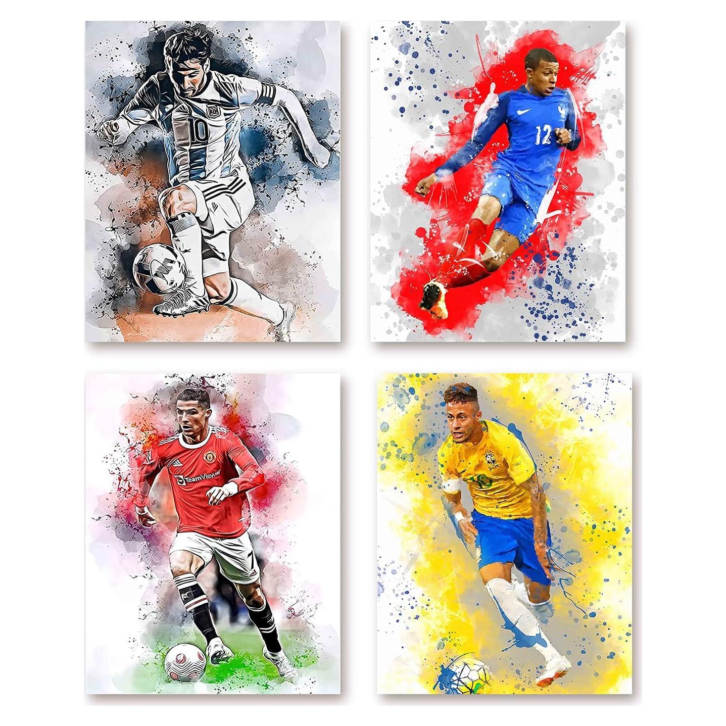Impresiones de Arte en Lienzo Acuarela Fútbol Nidemao Set 4 - 30x38 cm