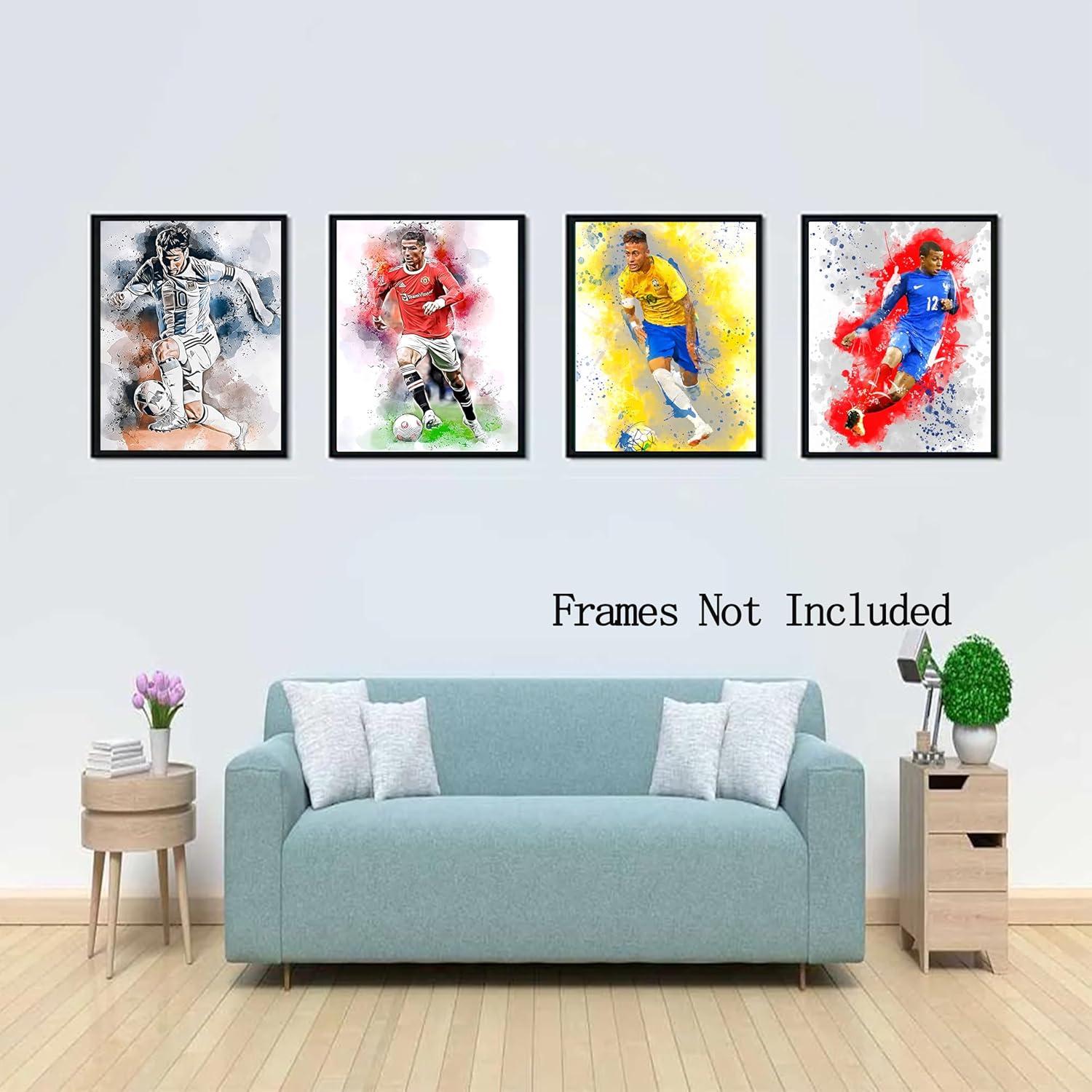 Impresiones de Arte en Lienzo Acuarela Fútbol Nidemao Set 4 - 30x38 cm