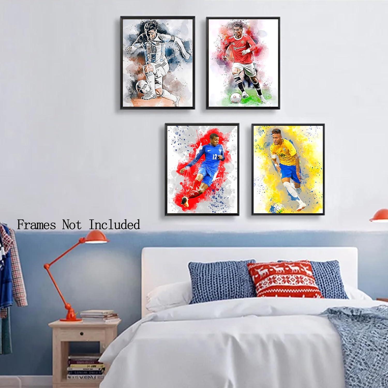 Impresiones de Arte en Lienzo Acuarela Fútbol Nidemao Set 4 - 30x38 cm