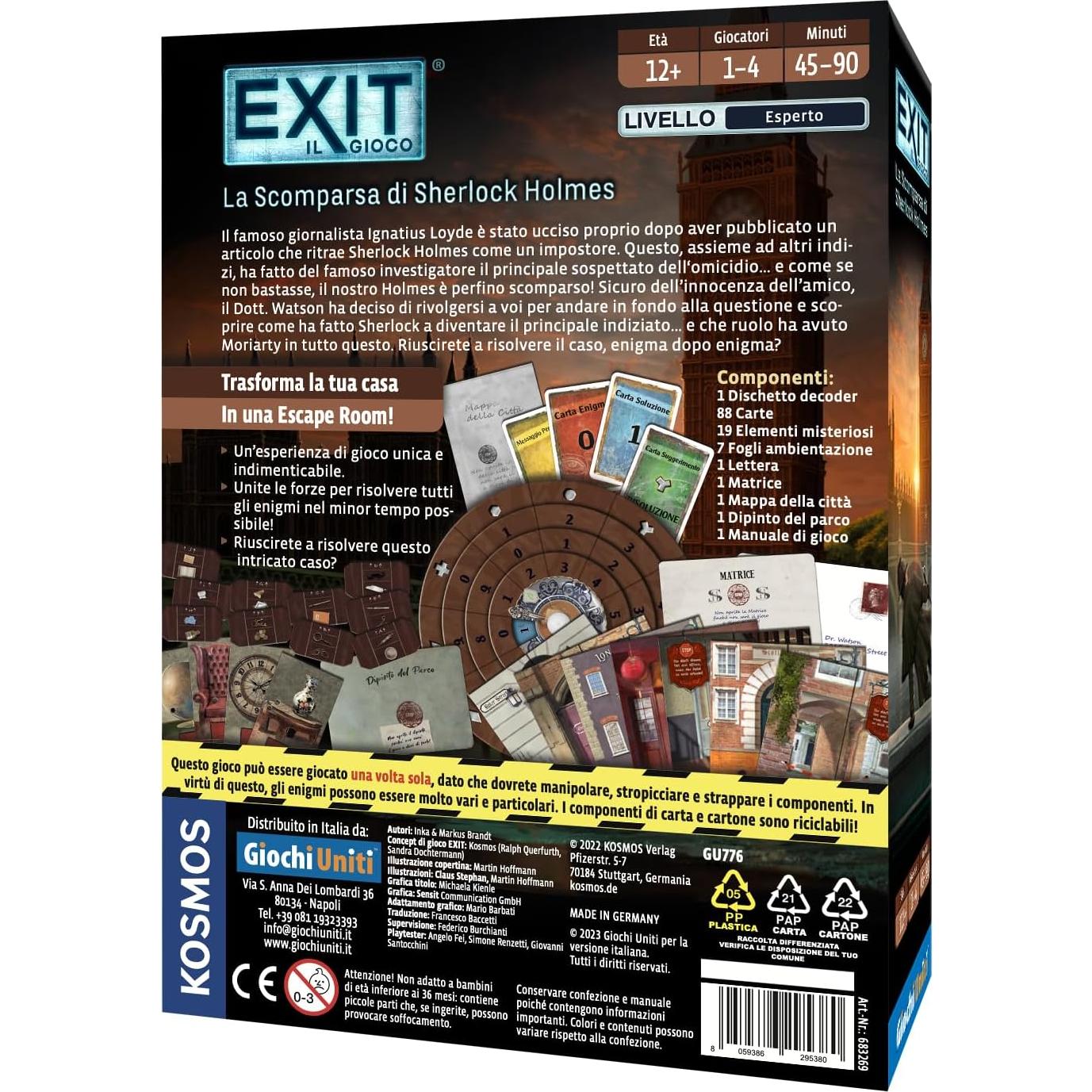 Juego de Mesa Escape Room Giochi Uniti Sherlock Holmes