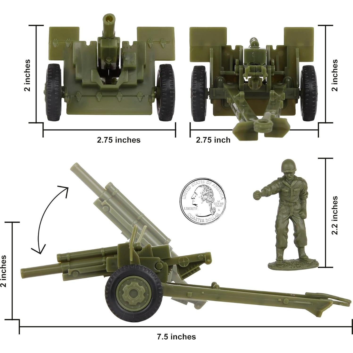 Conjunto Artillería BMC CTS WW2 US Verde OD 12 Figuras