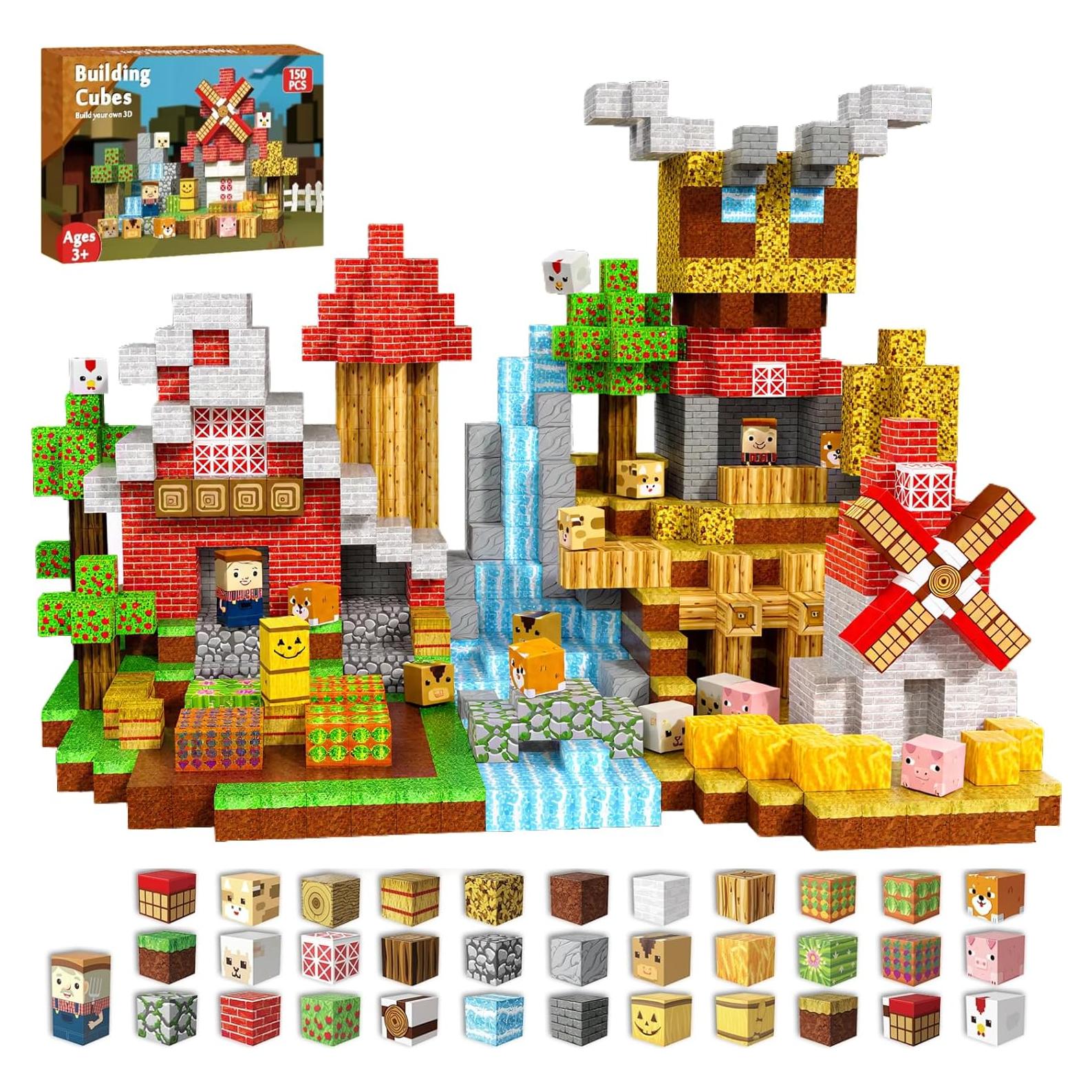 150 PCS Bloques Magnéticos de Construcción Granja Magneverse