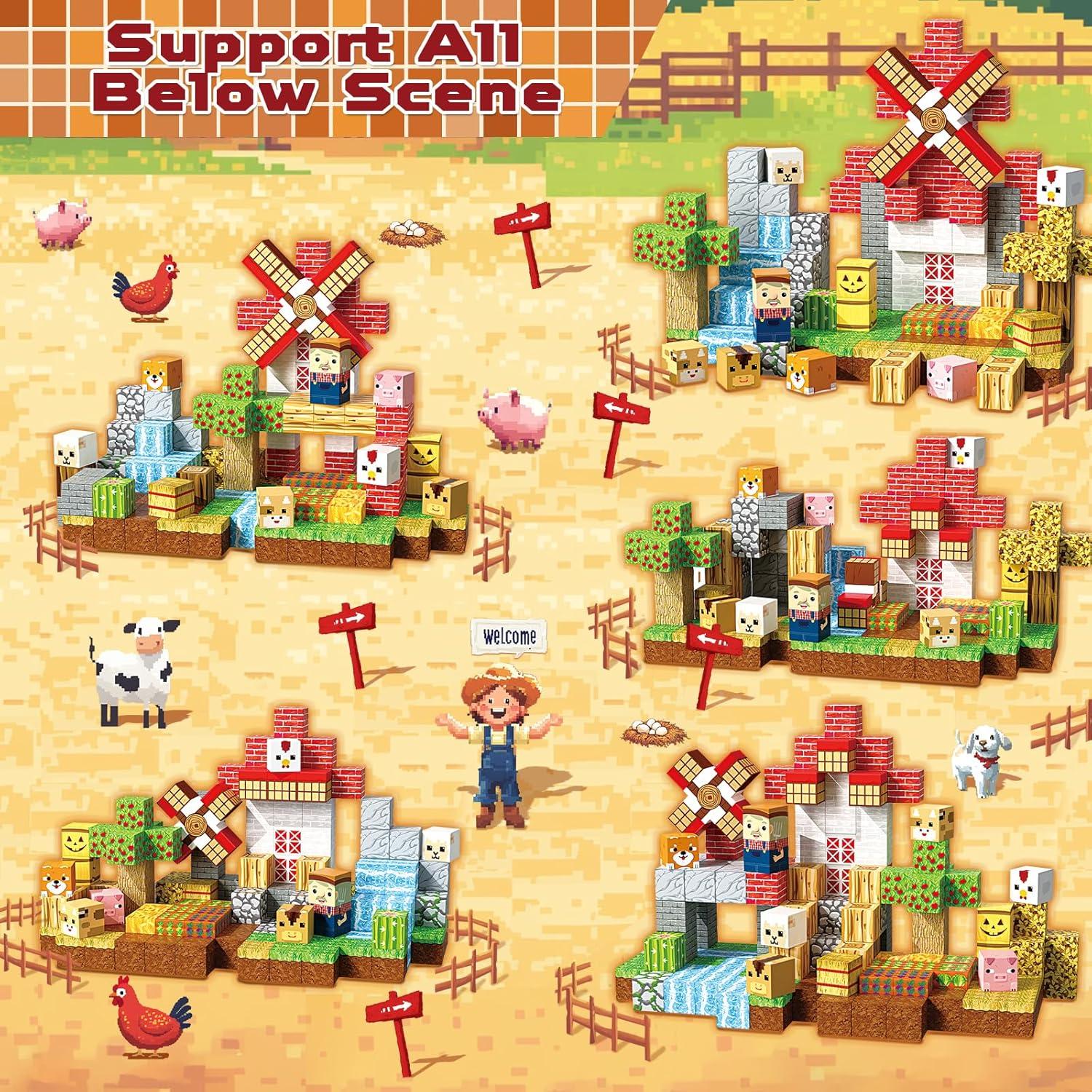 150 PCS Bloques Magnéticos de Construcción Granja Magneverse