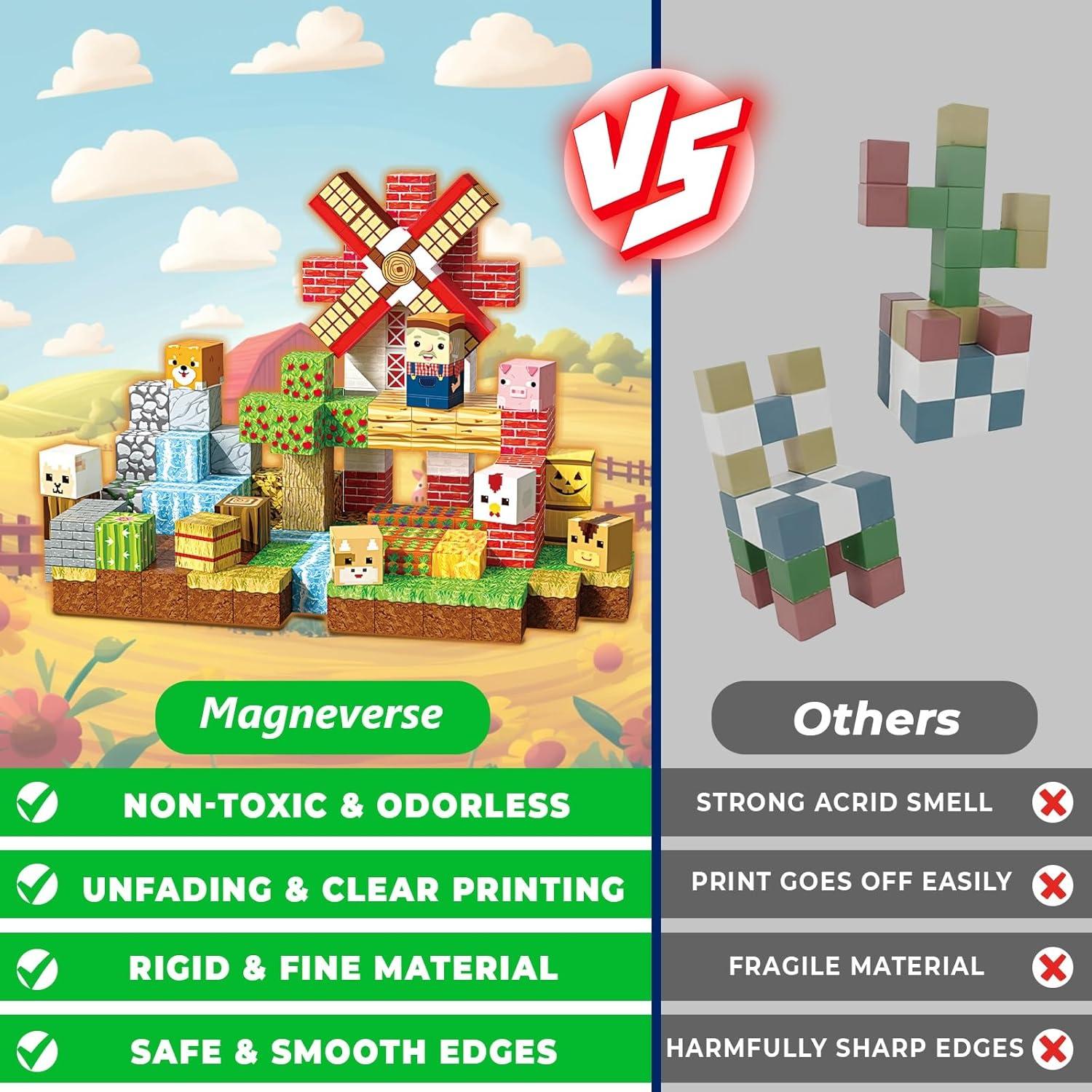 150 PCS Bloques Magnéticos de Construcción Granja Magneverse