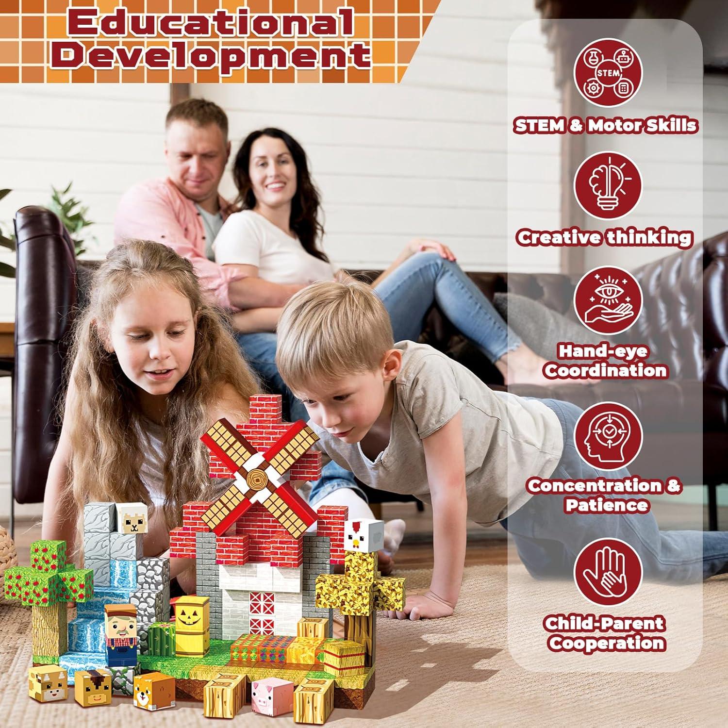 150 PCS Bloques Magnéticos de Construcción Granja Magneverse