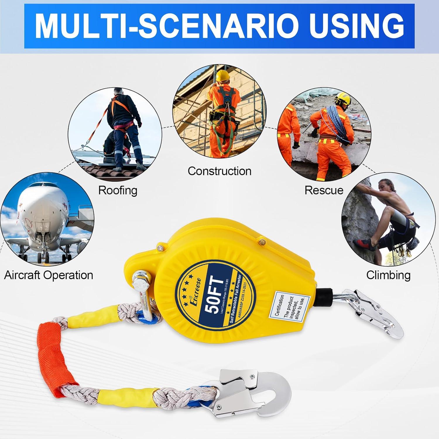 Protector de Caídas Encreese 15,24m Doble Bloqueo Automático