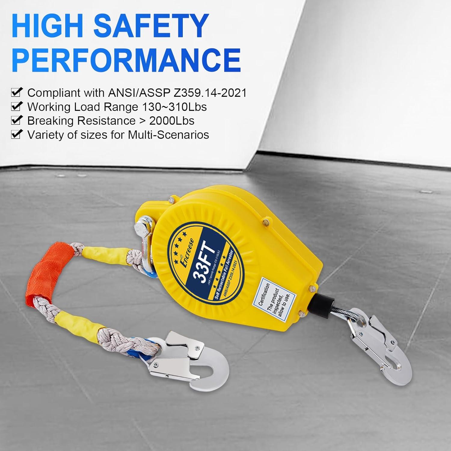 Protector de Caídas Encreese 10m Retráctil Doble Bloqueo