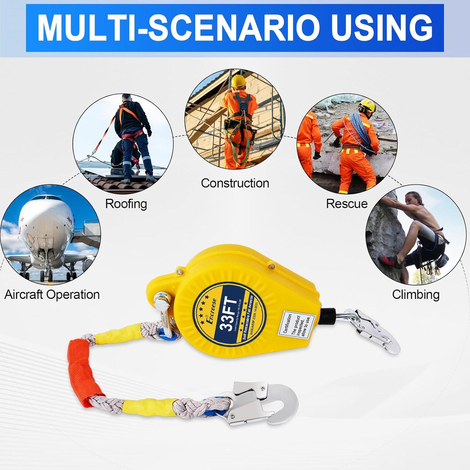 Protector de Caídas Encreese 10m Retráctil Doble Bloqueo