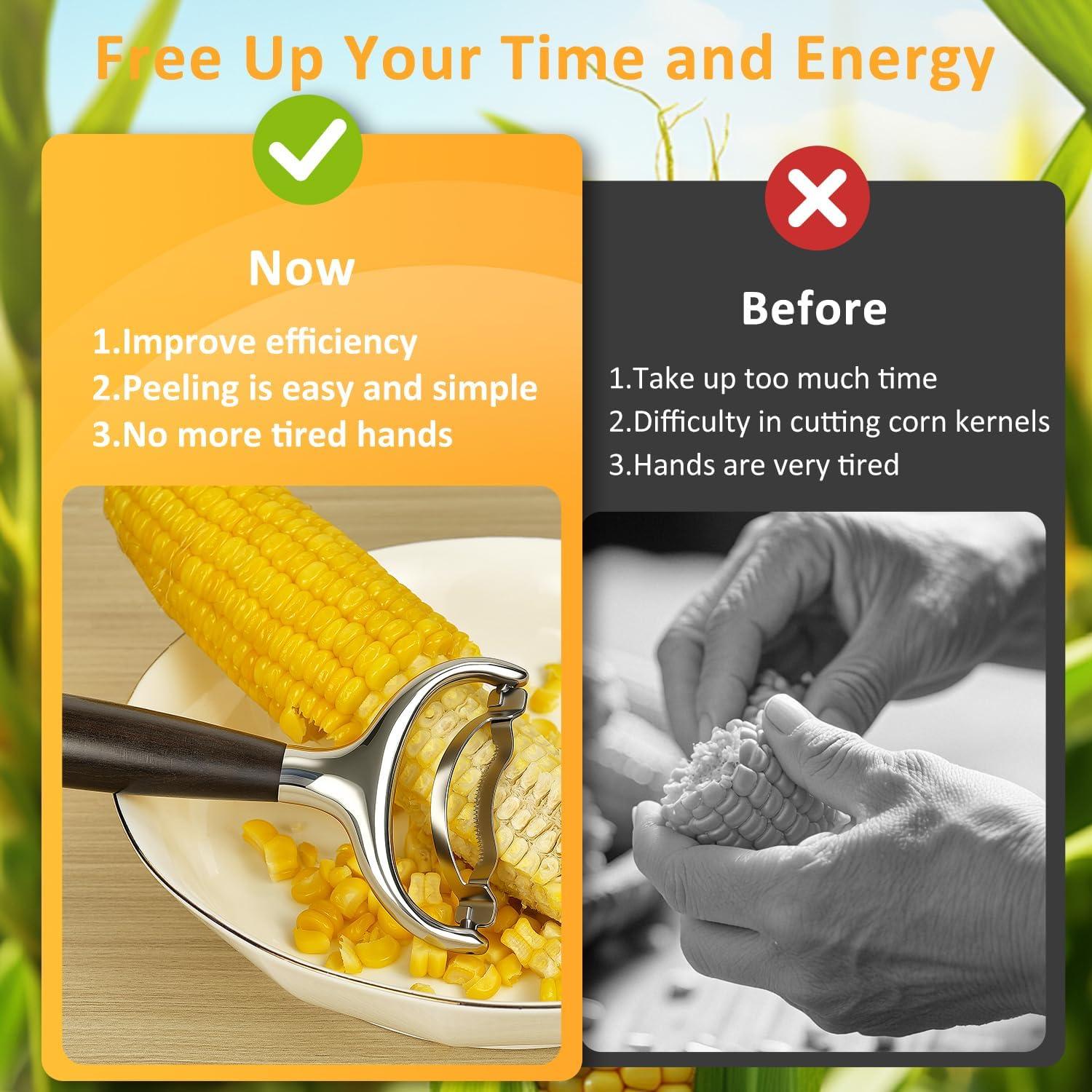 Pelador de Maíz LUNERKU de Acero Inoxidable con Mango de Madera