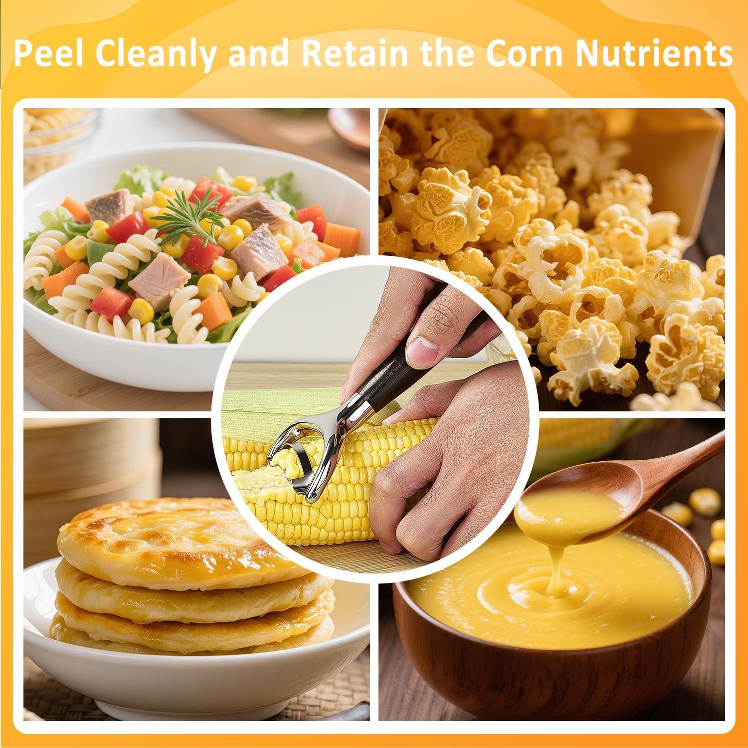 Pelador de Maíz LUNERKU de Acero Inoxidable con Mango de Madera