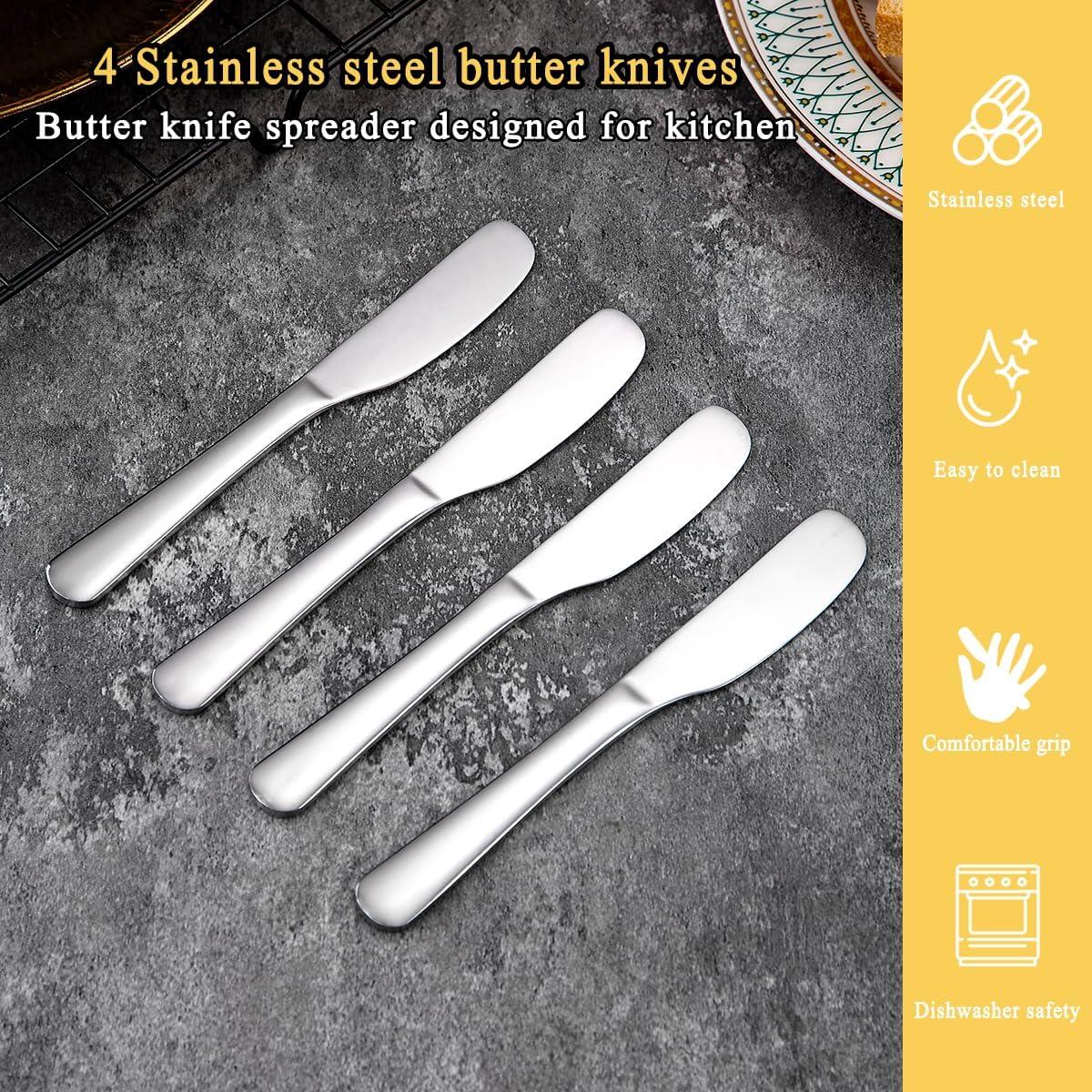 Set de 4 Cuchillos de Mantequilla Homquen de Acero Inoxidable